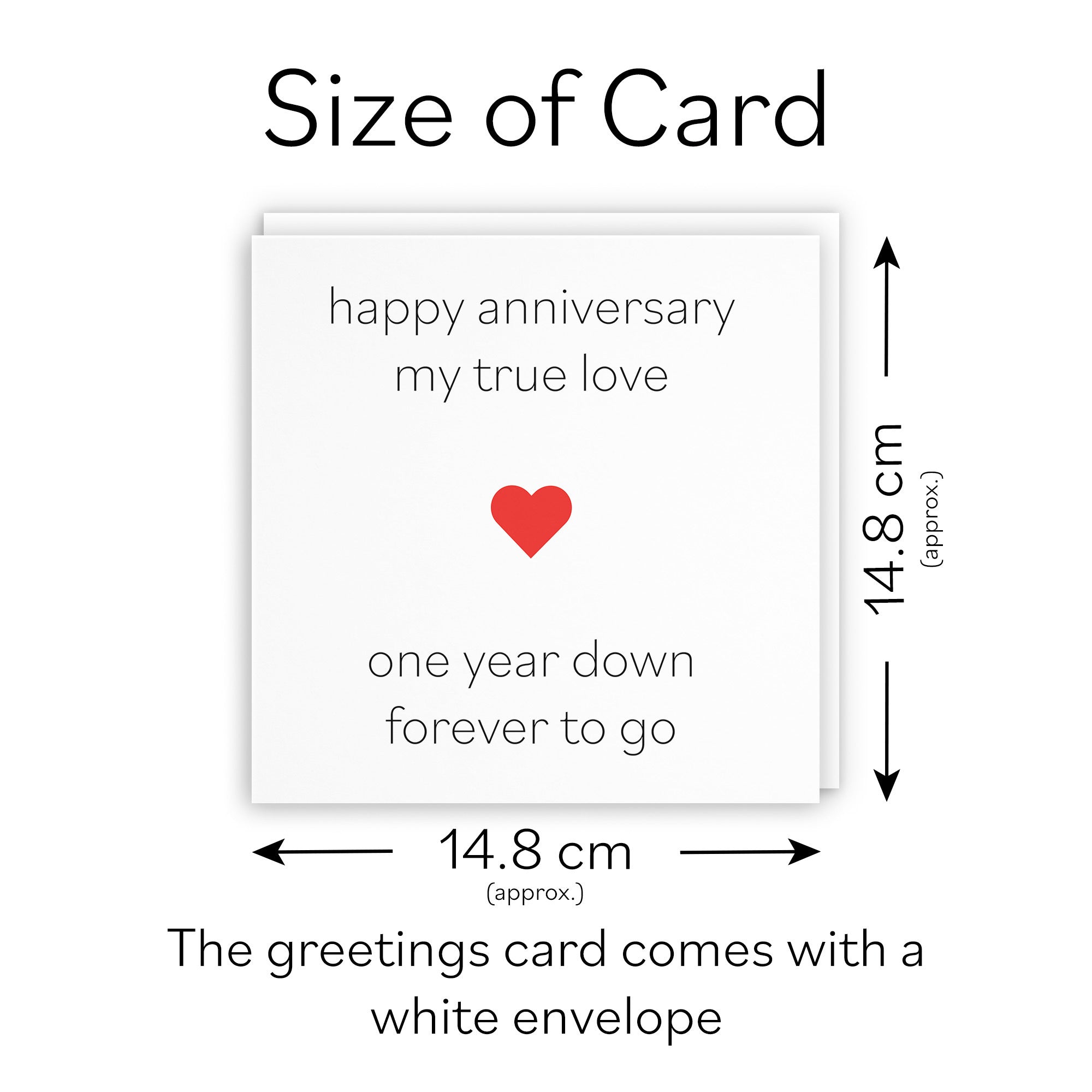 1st Anniversary Card My True Love One Year Down Red Heart - Default Title (TH02207)