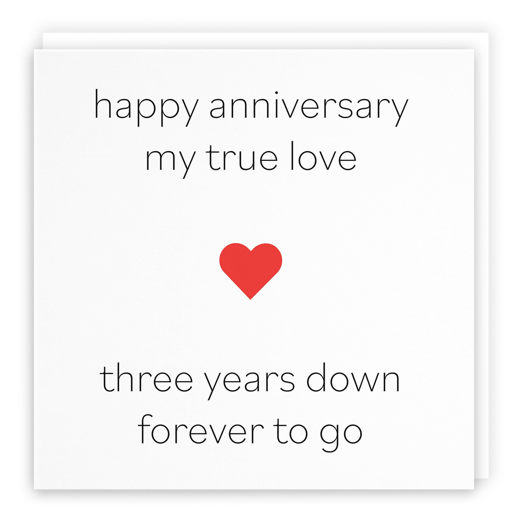 3rd Anniversary Card My True Love Three Years Down Red Heart - Default Title (TH02208)