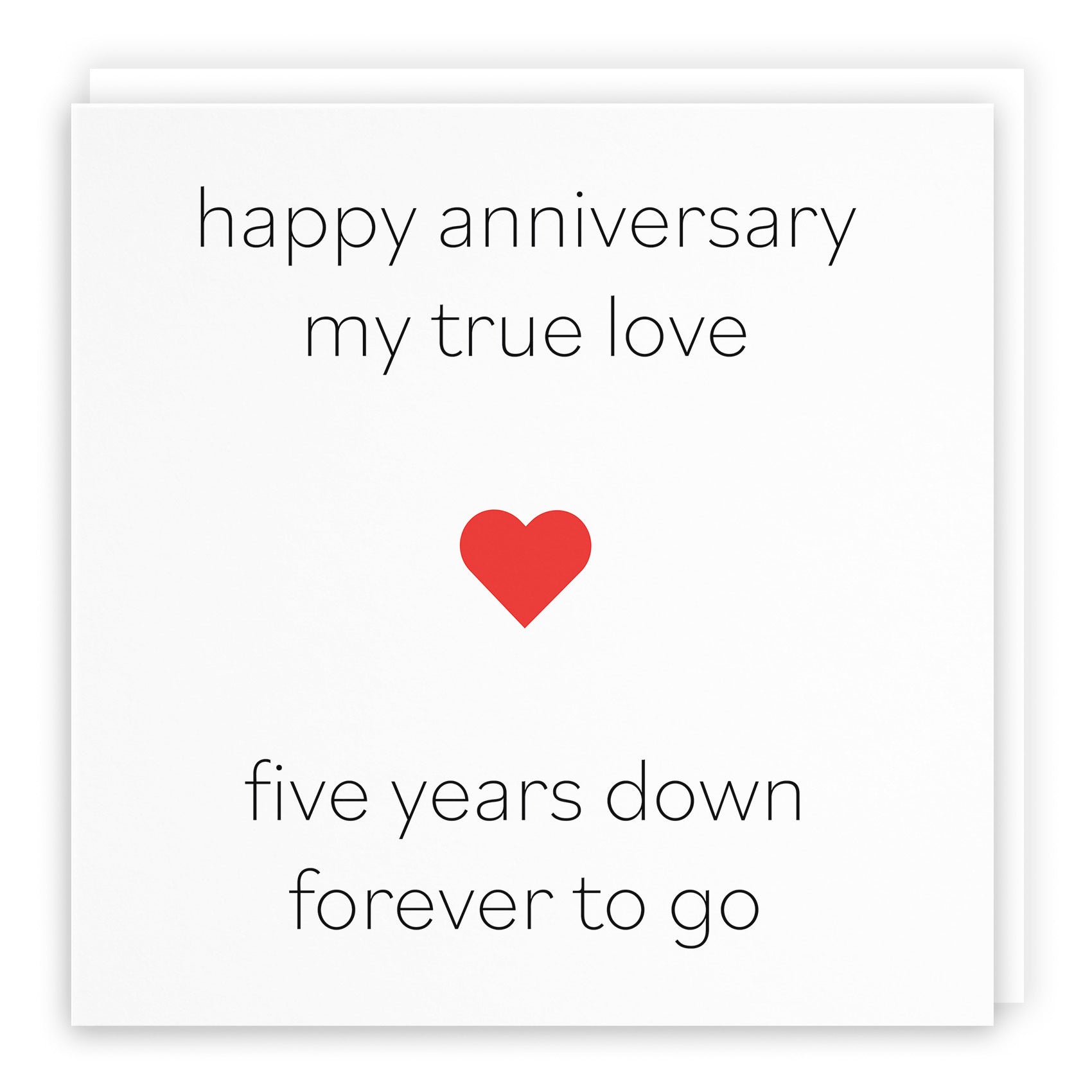 5th Anniversary Card My True Love Five Years Down Red Heart - Default Title (TH02210)