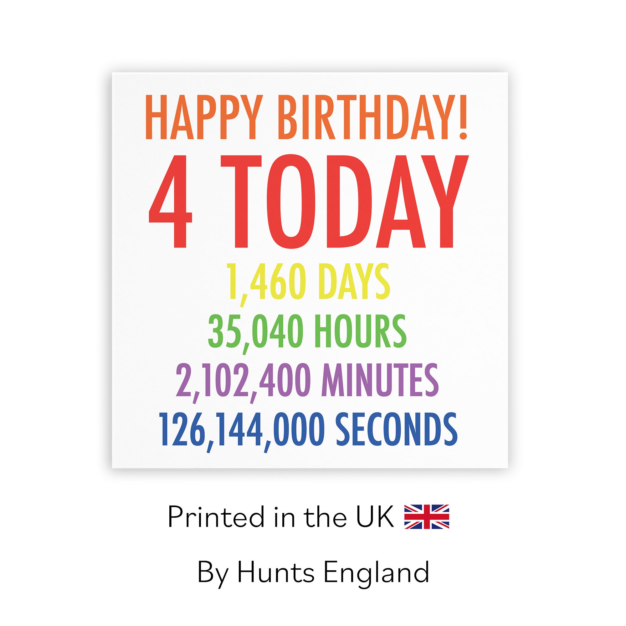 4th Birthday Card Colourful Numbers - Default Title (TH02322)