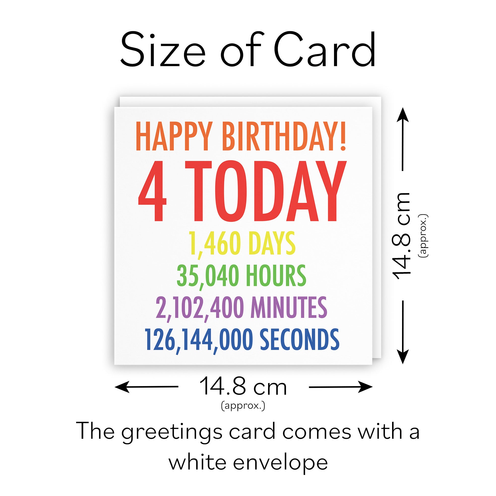 4th Birthday Card Colourful Numbers - Default Title (TH02322)