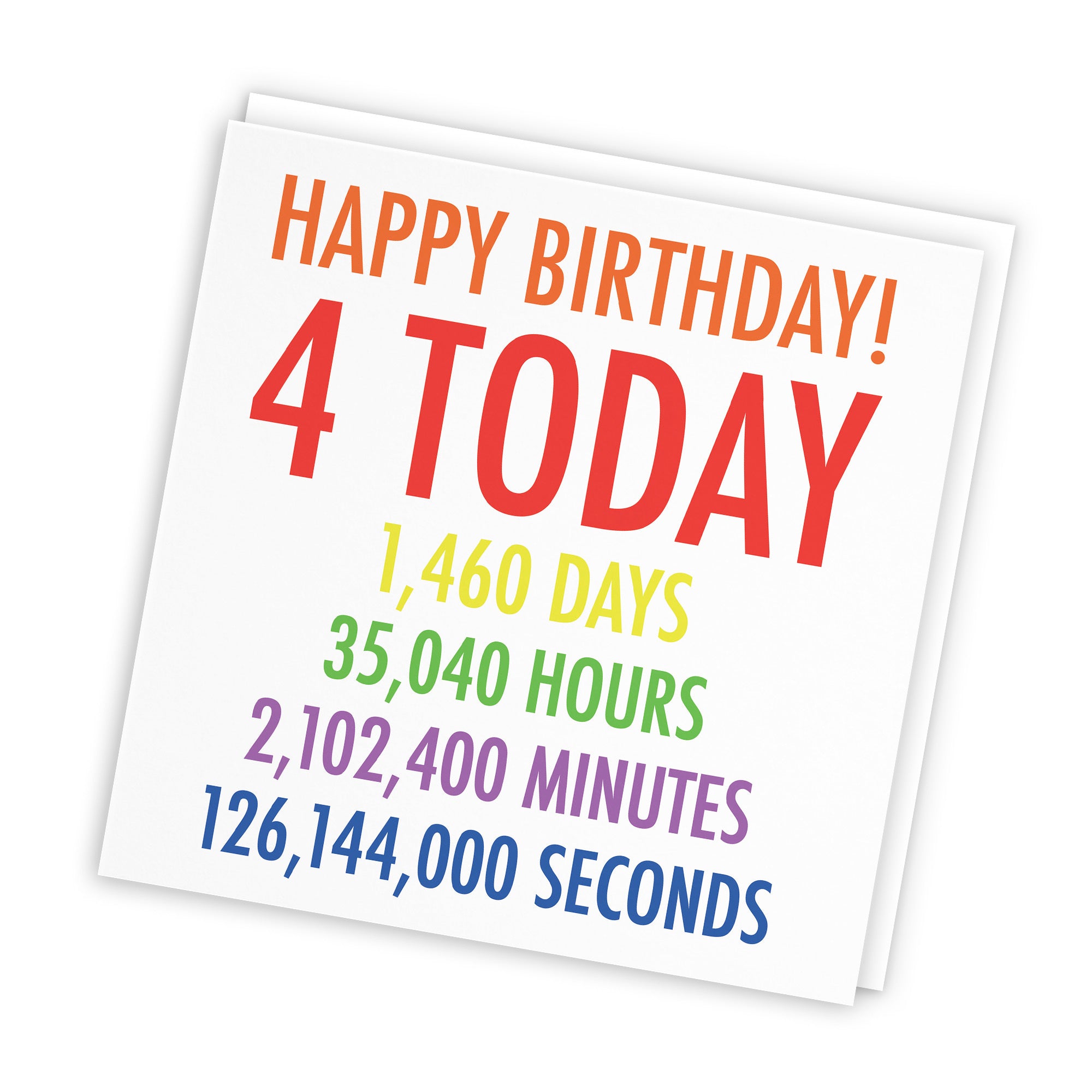 4th Birthday Card Colourful Numbers - Default Title (TH02322)