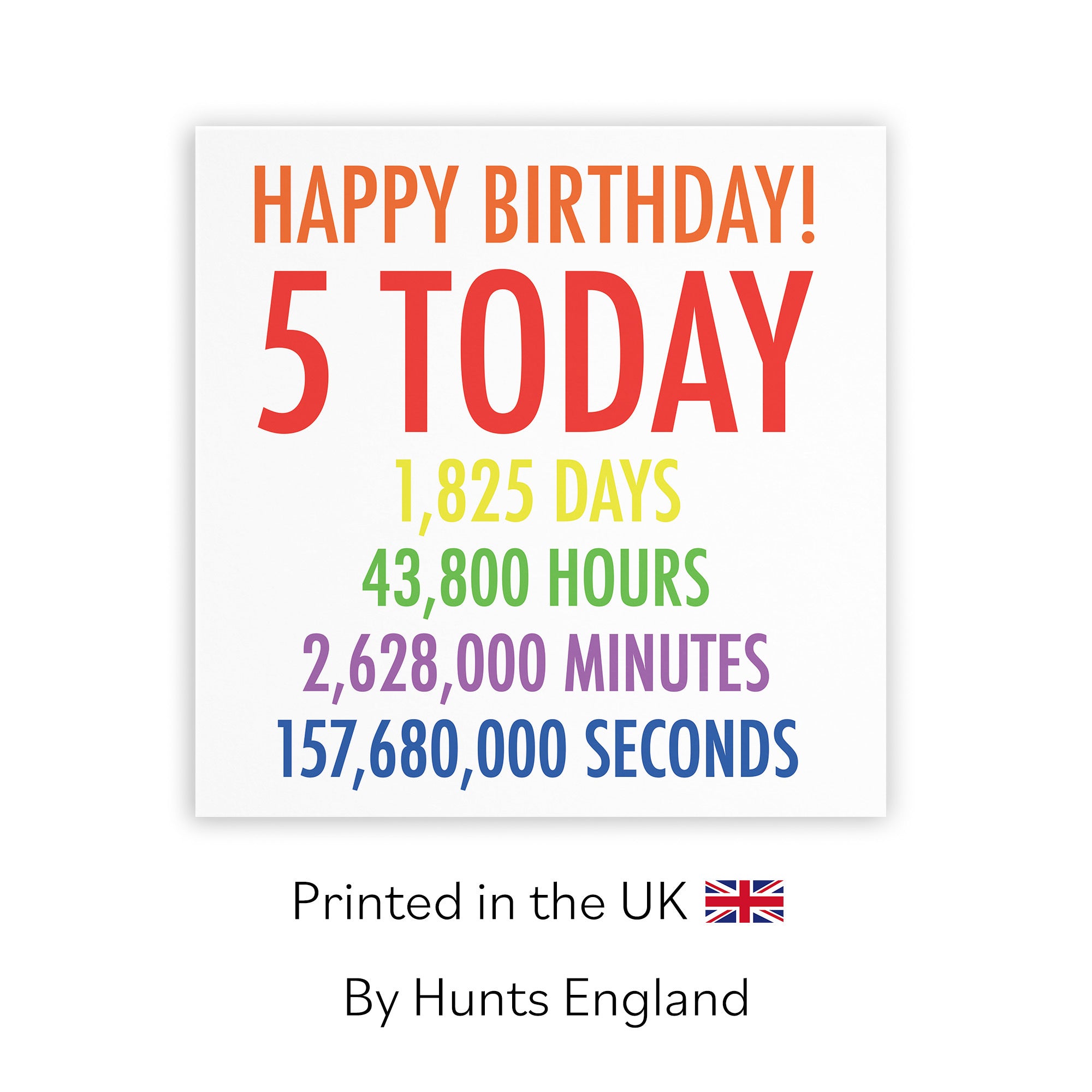 5th Birthday Card Colourful Numbers - Default Title (TH02323)