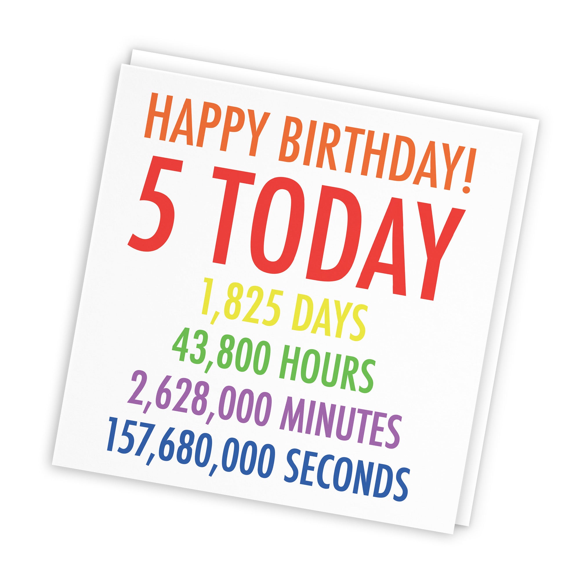 5th Birthday Card Colourful Numbers - Default Title (TH02323)