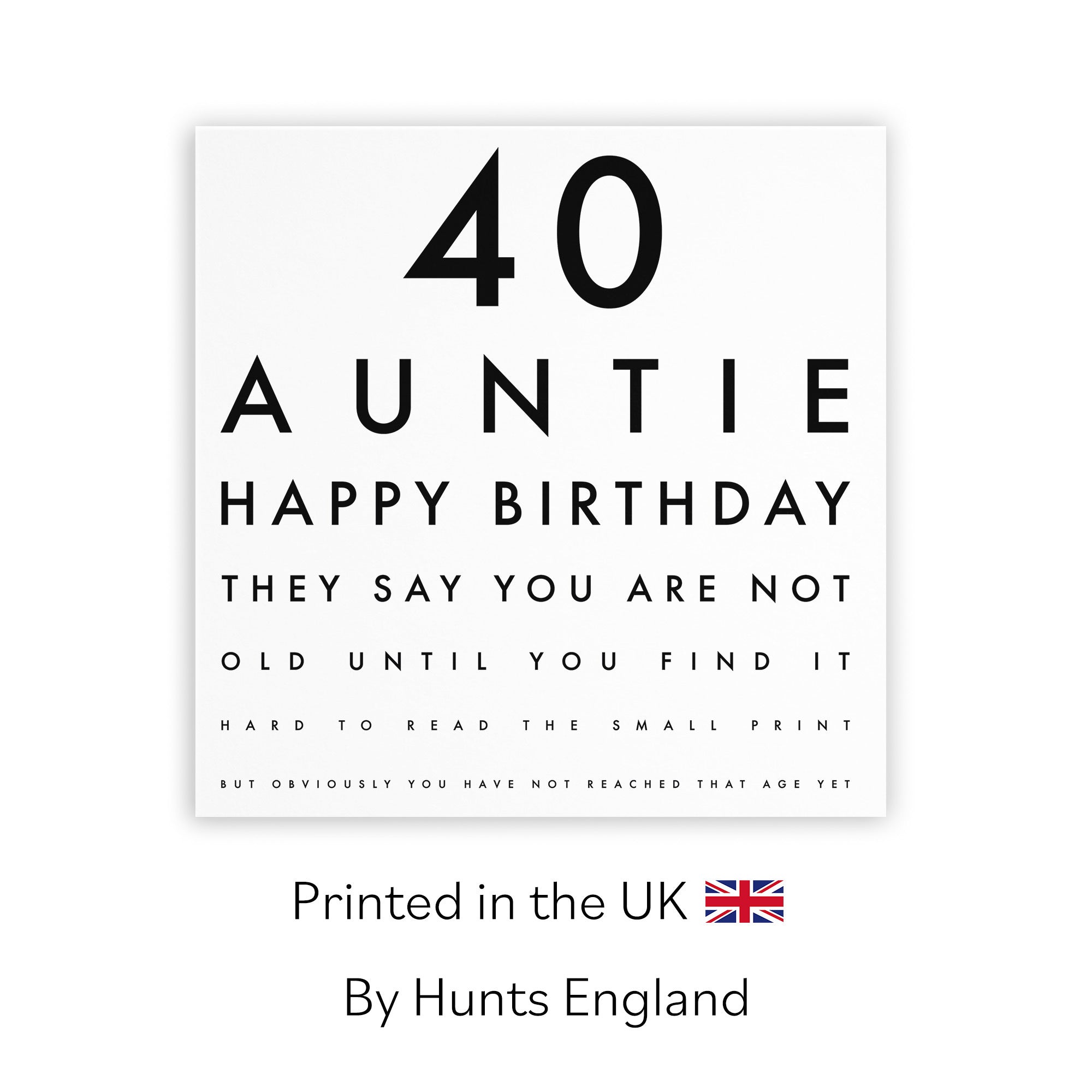 40th Auntie Birthday Card Eye Sight Letters - Default Title (TH02402)