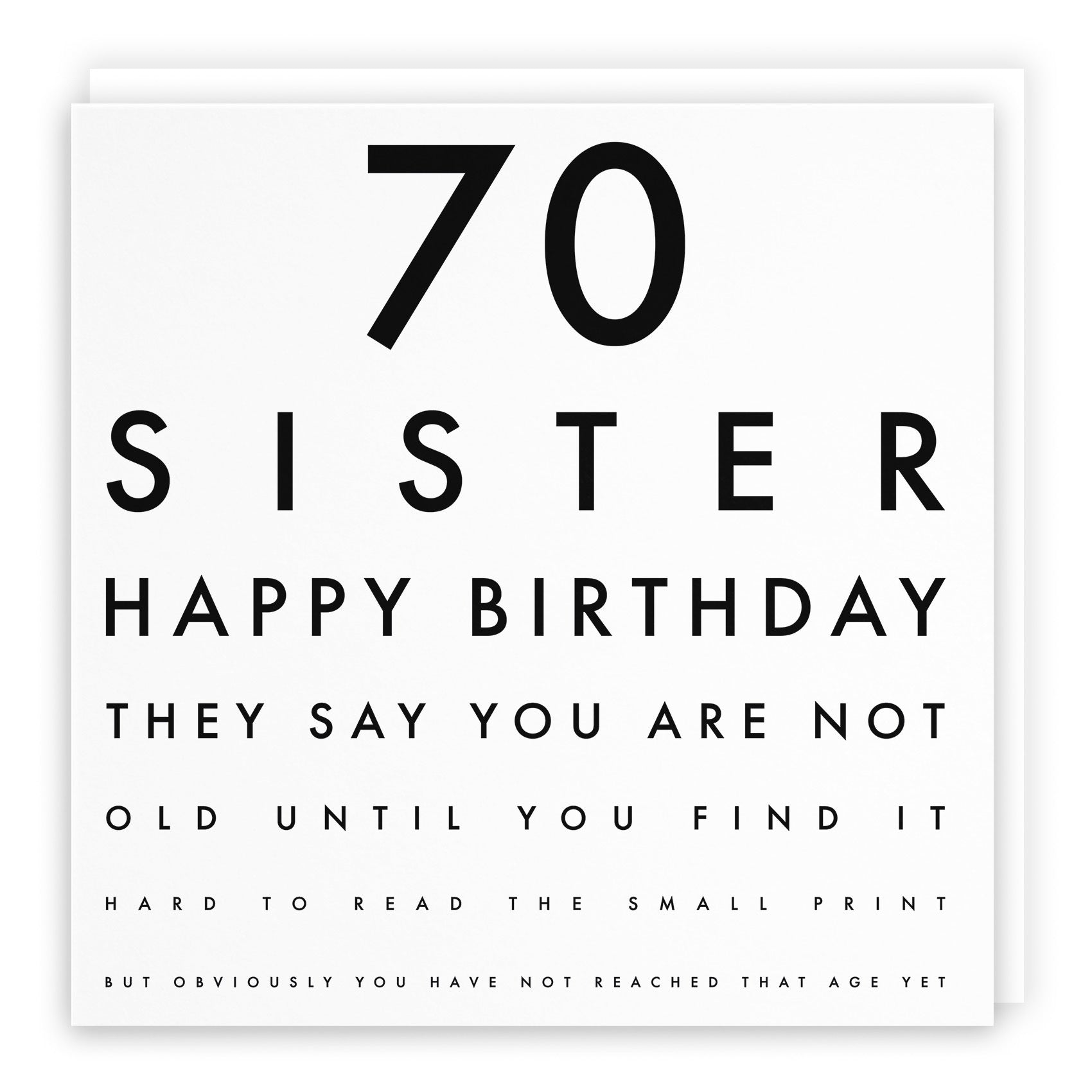 70th Sister Birthday Card Eye Sight Letters - Default Title (TH02414)