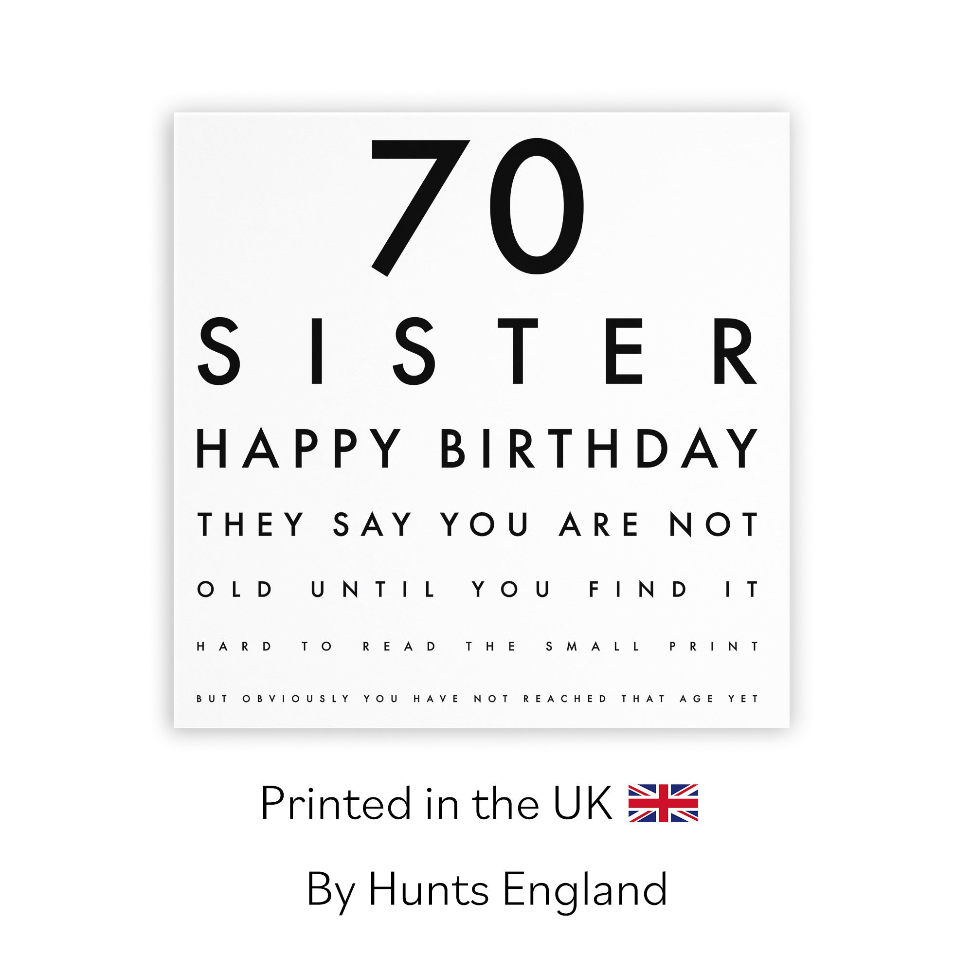 70th Sister Birthday Card Eye Sight Letters - Default Title (TH02414)
