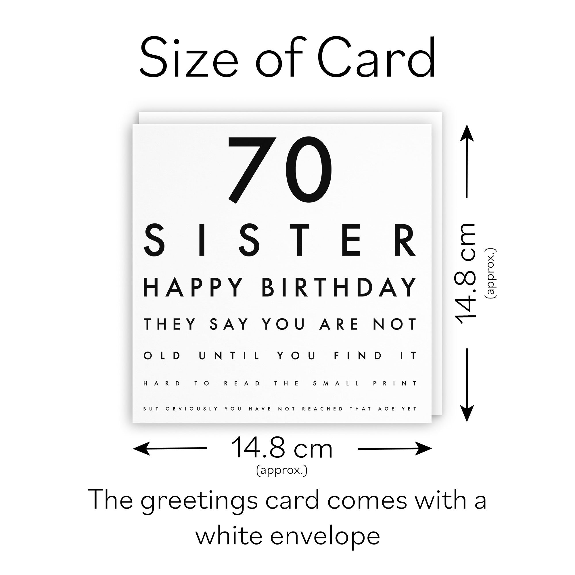 70th Sister Birthday Card Eye Sight Letters - Default Title (TH02414)