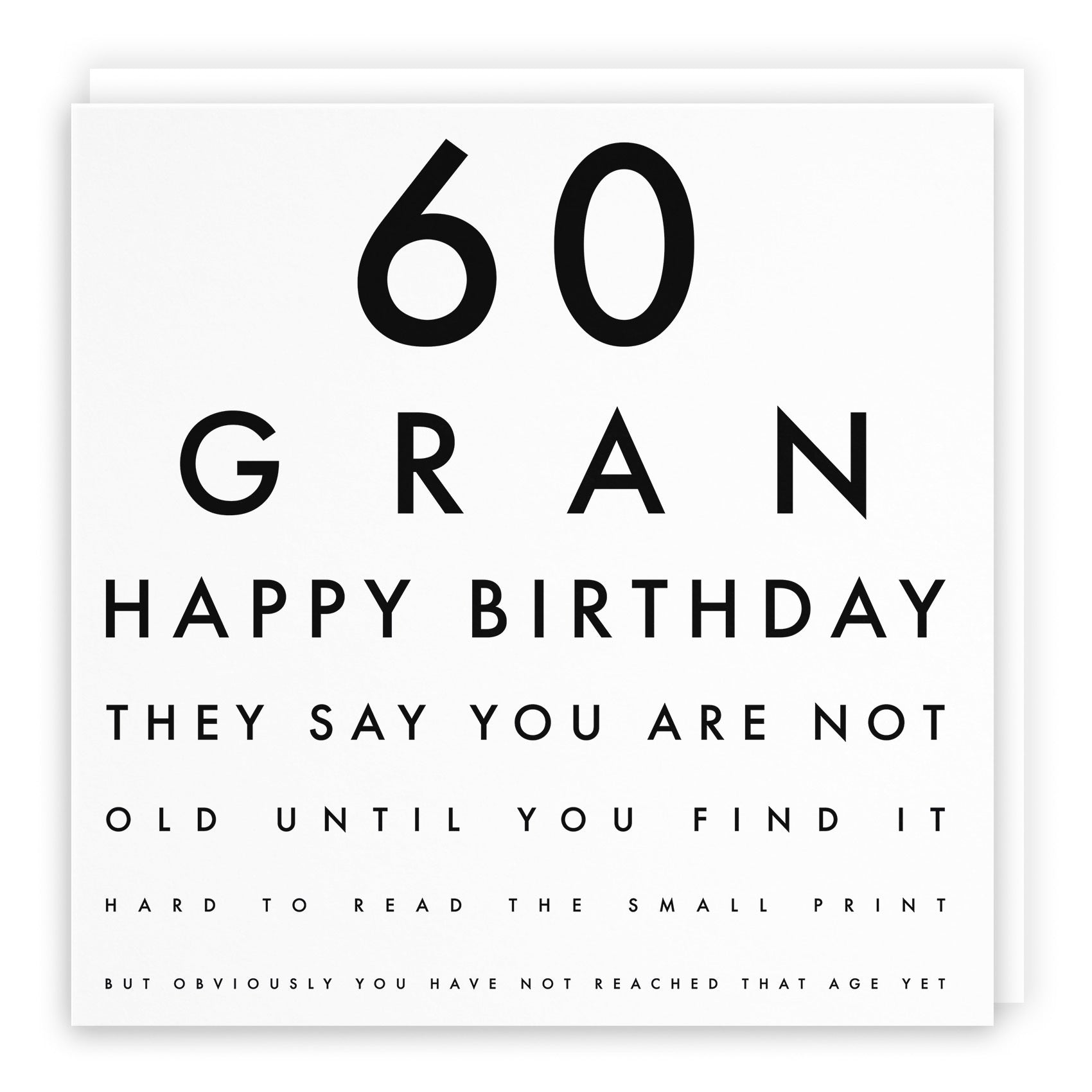 60th Gran Birthday Card Eye Sight Letters - Default Title (TH02435)