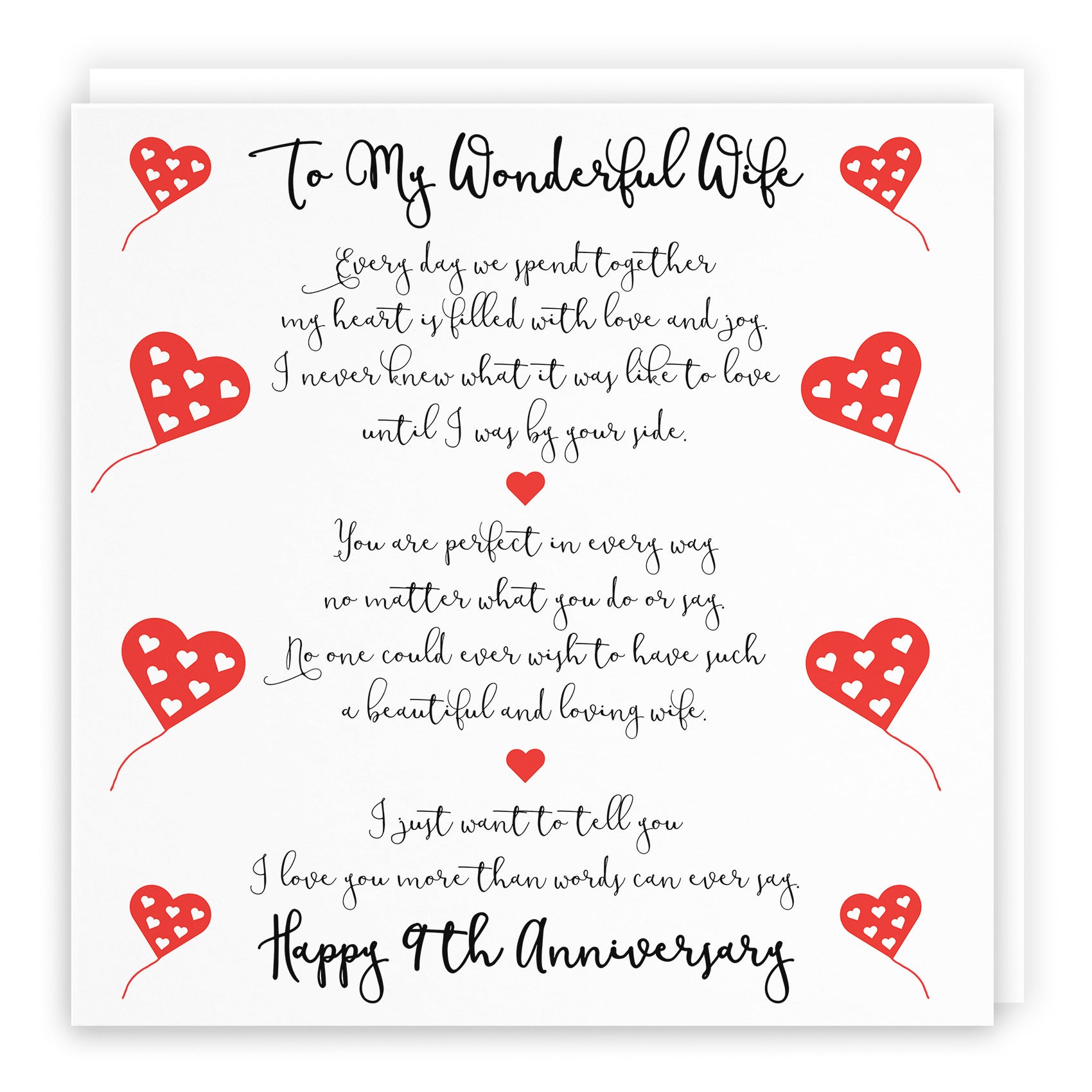9th Wife Anniversary Card Romantic Verses - Default Title (TH02516)