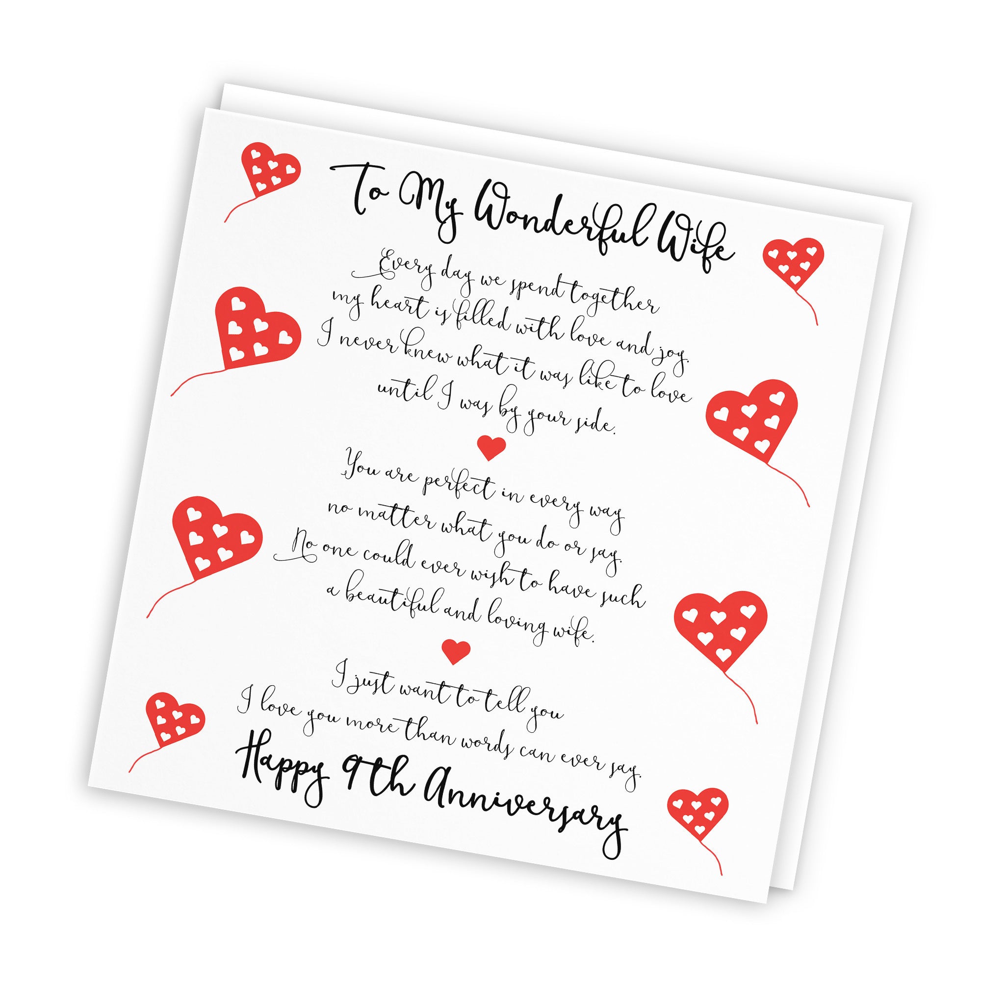 9th Wife Anniversary Card Romantic Verses - Default Title (TH02516)