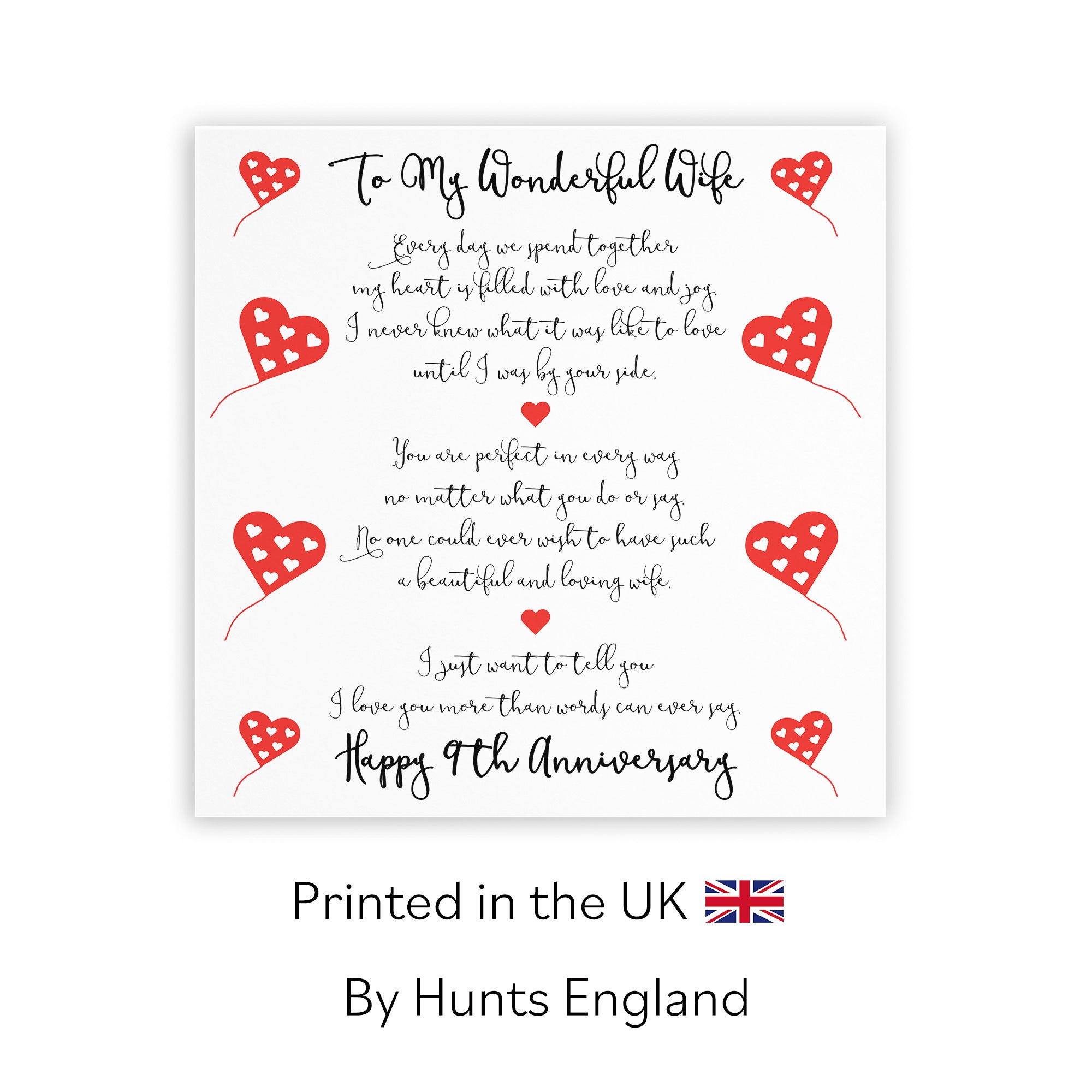 9th Wife Anniversary Card Romantic Verses - Default Title (TH02516)
