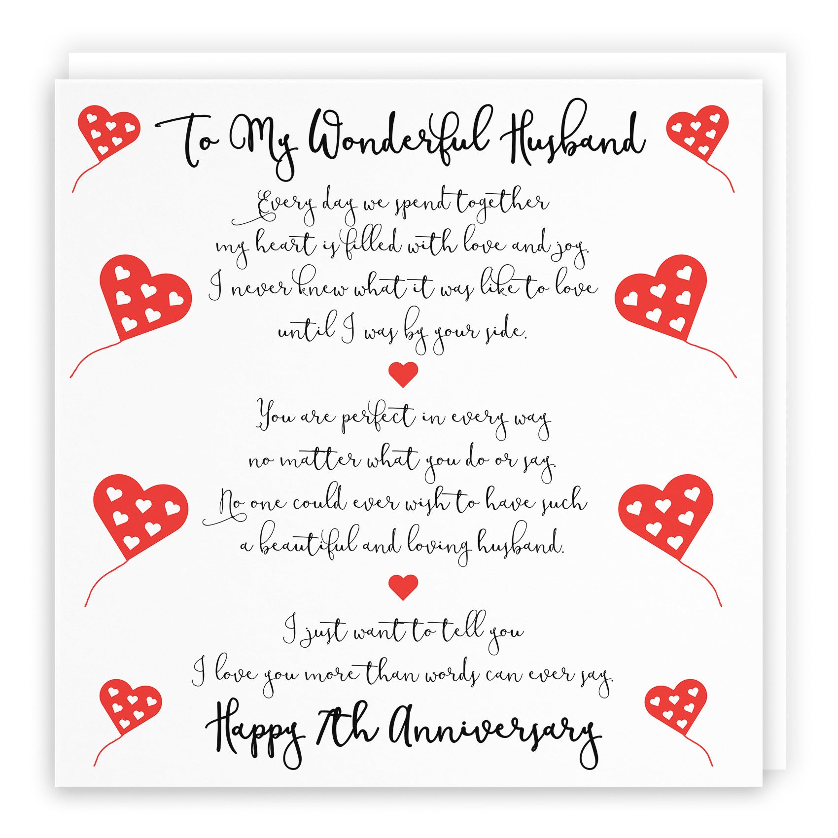 7th Husband Anniversary Card Romantic Verses - Default Title (TH02518)