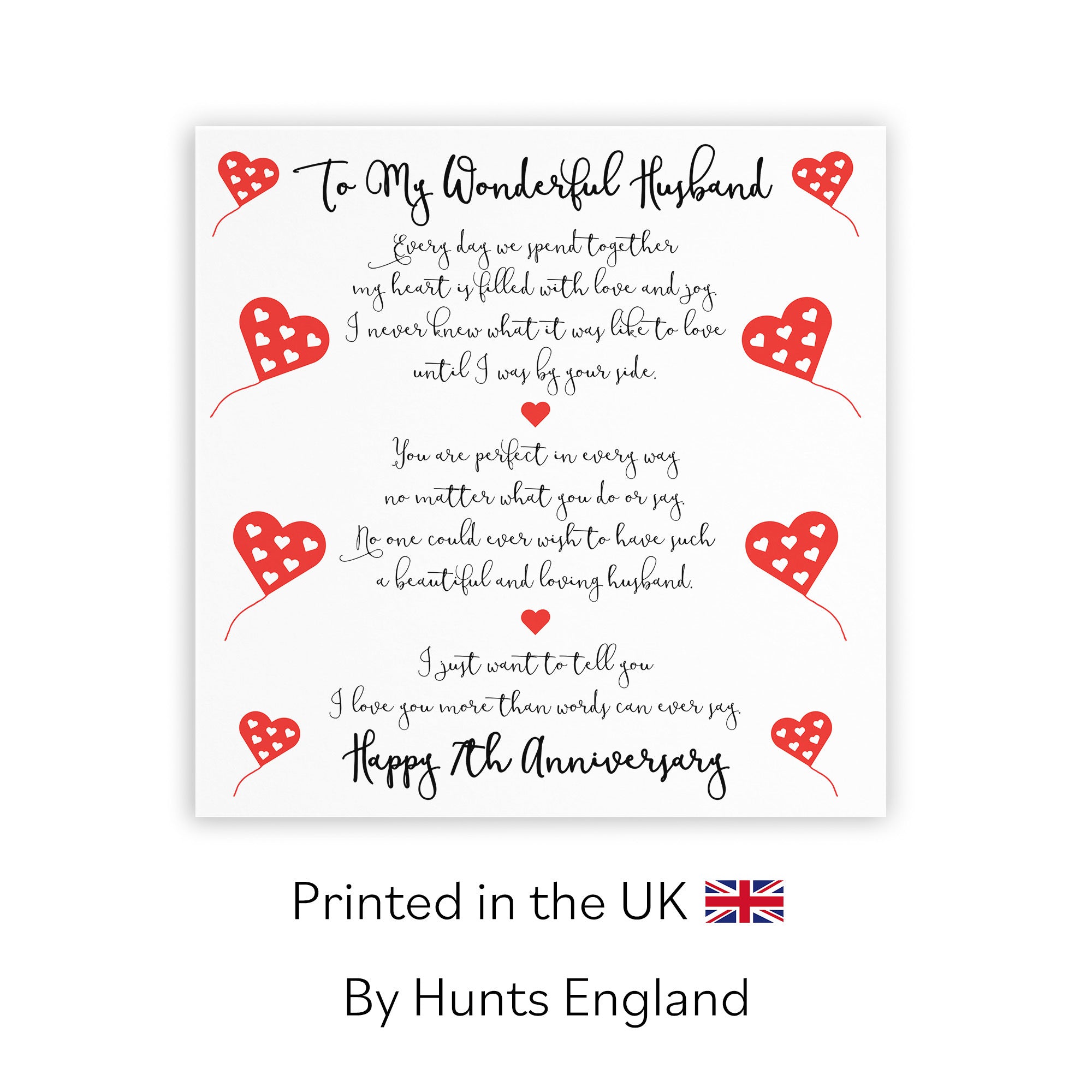 7th Husband Anniversary Card Romantic Verses - Default Title (TH02518)