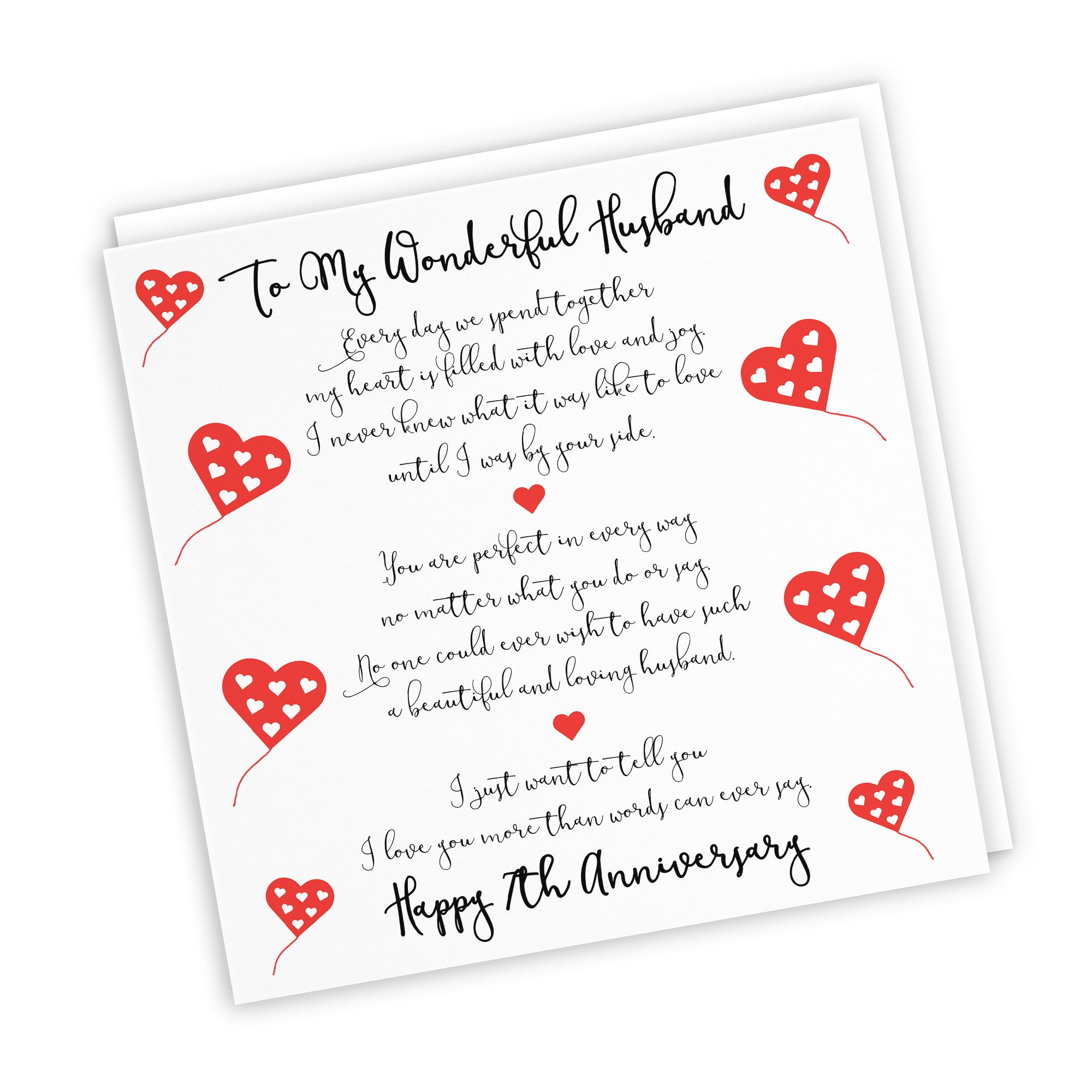 7th Husband Anniversary Card Romantic Verses - Default Title (TH02518)