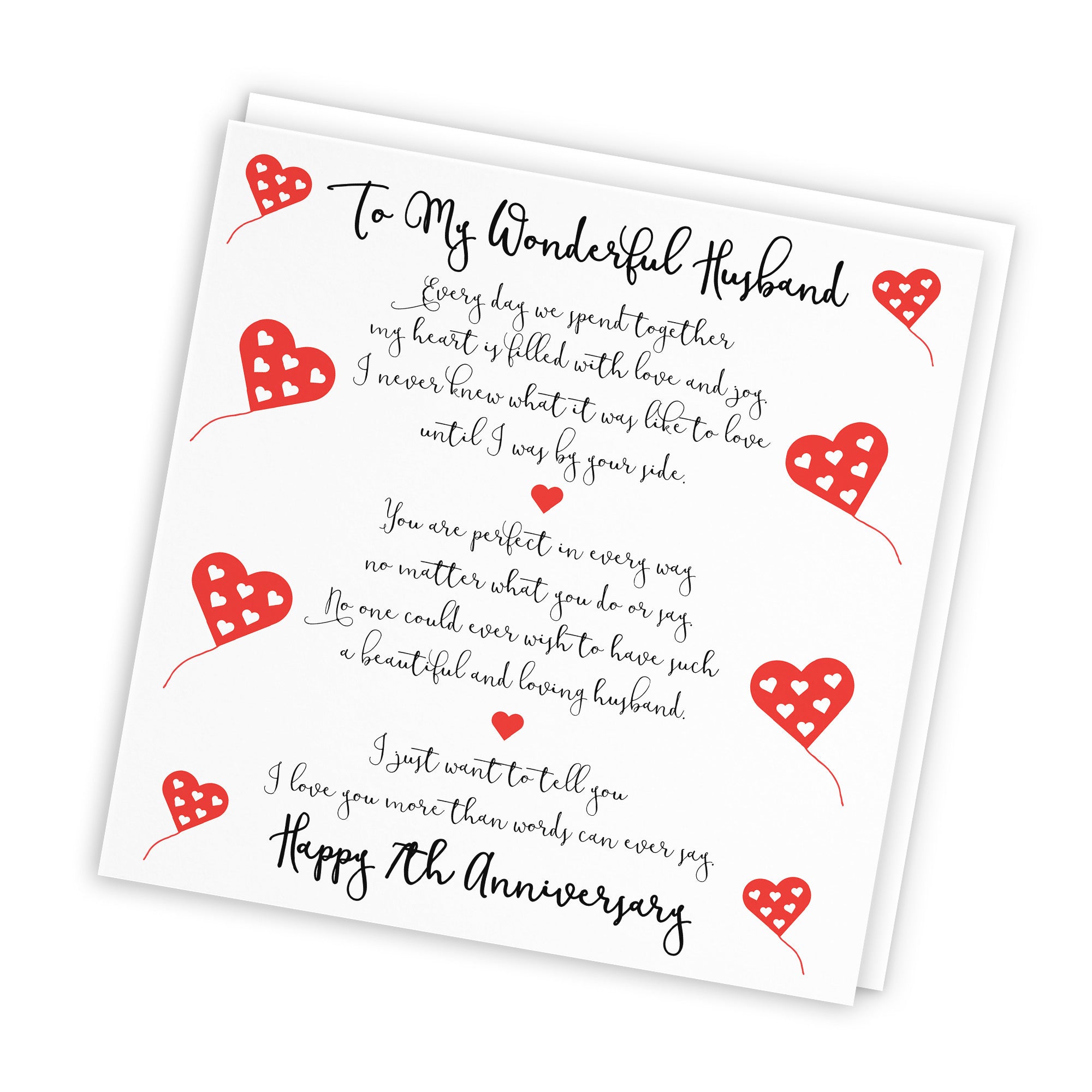 7th Husband Anniversary Card Romantic Verses - Default Title (TH02518)