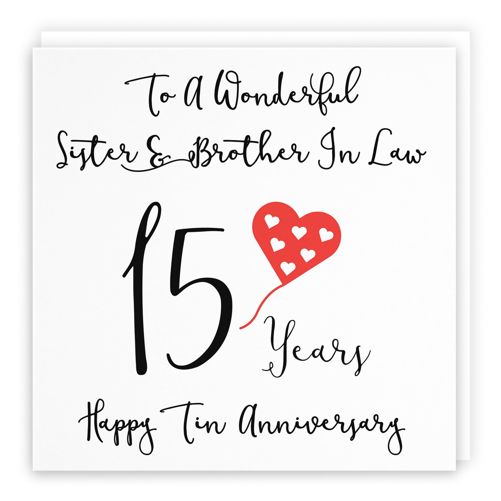 15th Sister And Brother In Law Anniversary Card Love Heart - Default Title (TH02526)