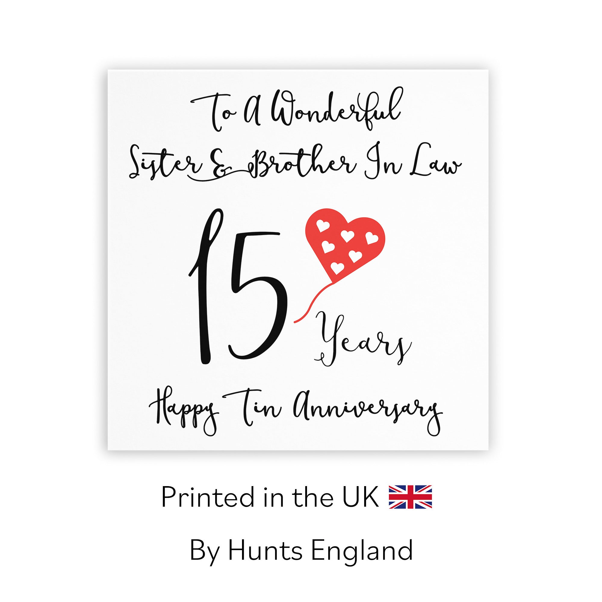 15th Sister And Brother In Law Anniversary Card Love Heart - Default Title (TH02526)