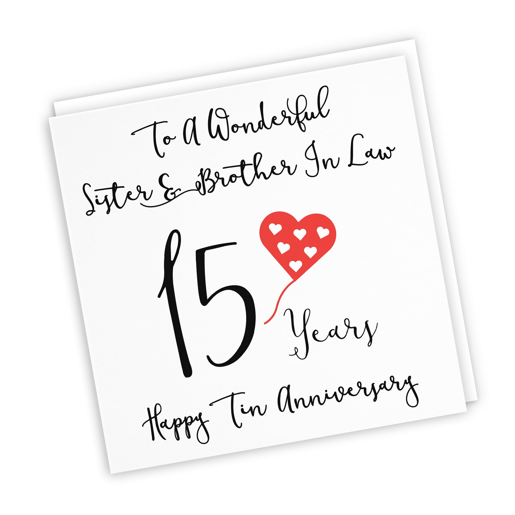 15th Sister And Brother In Law Anniversary Card Love Heart - Default Title (TH02526)