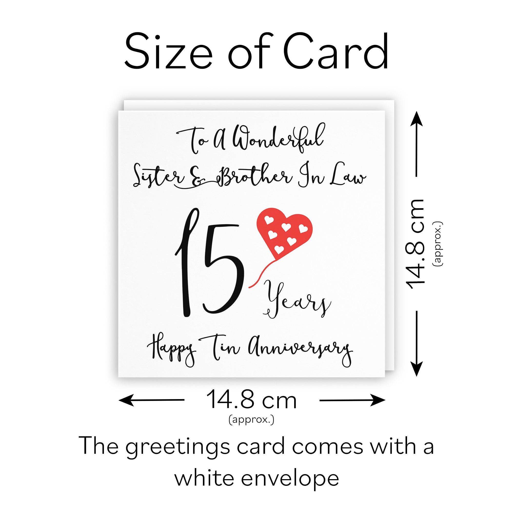 15th Sister And Brother In Law Anniversary Card Love Heart - Default Title (TH02526)