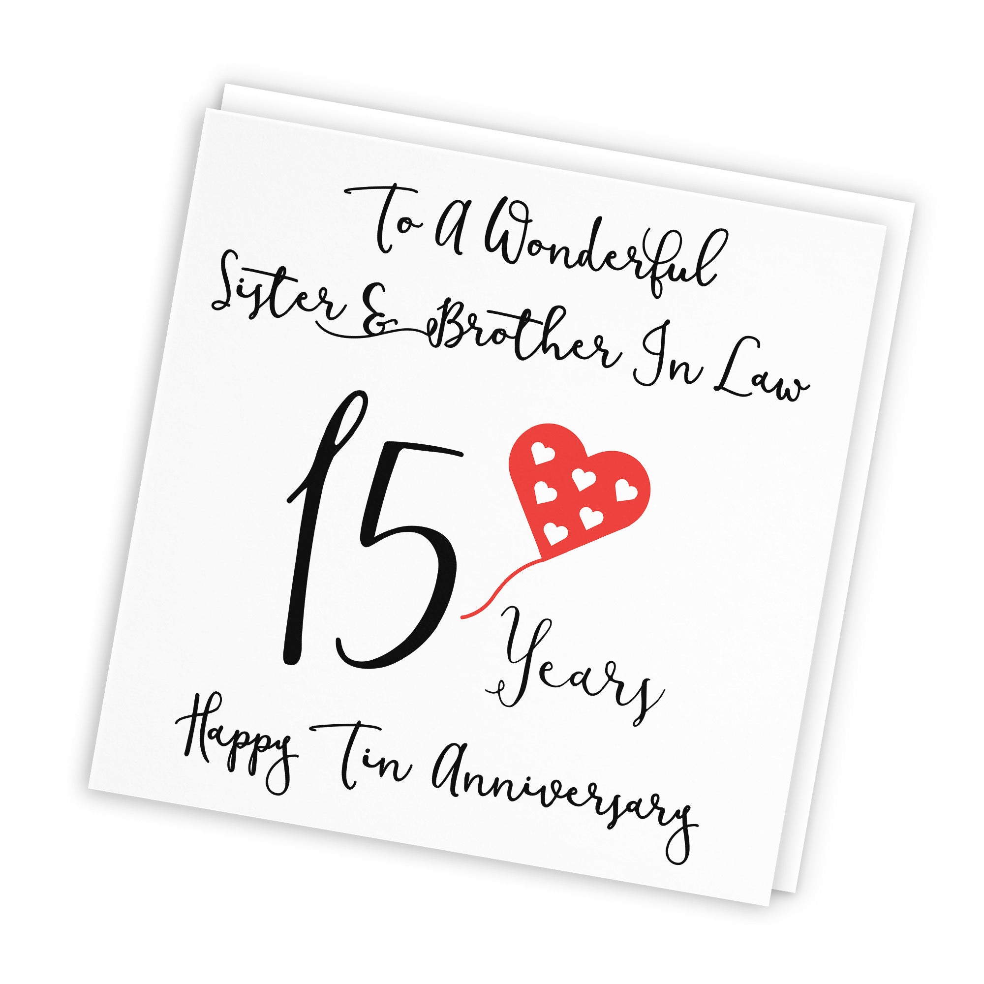 15th Sister And Brother In Law Anniversary Card Love Heart - Default Title (TH02526)