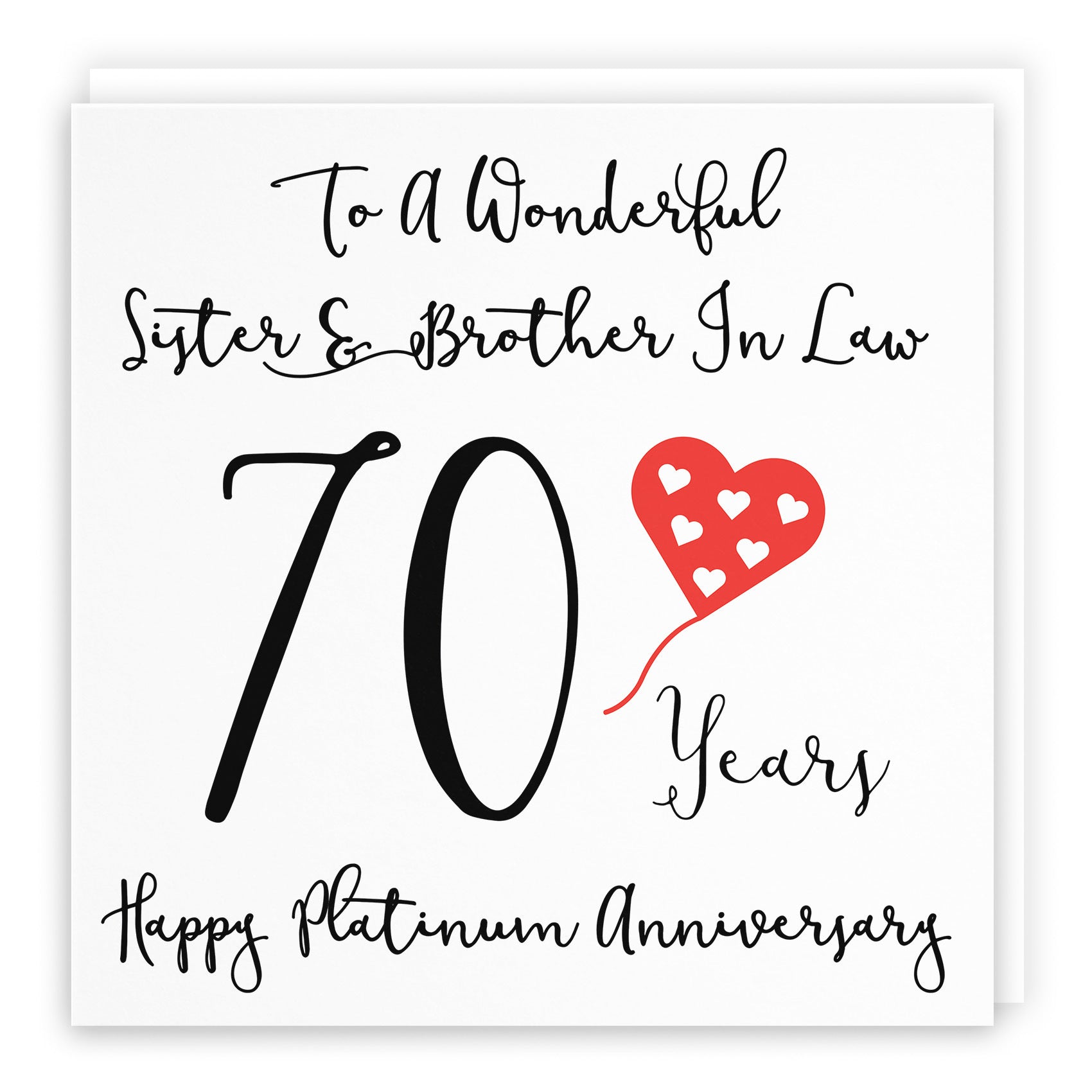 70th Sister And Brother In Law Anniversary Card Love Heart - Default Title (TH02527)