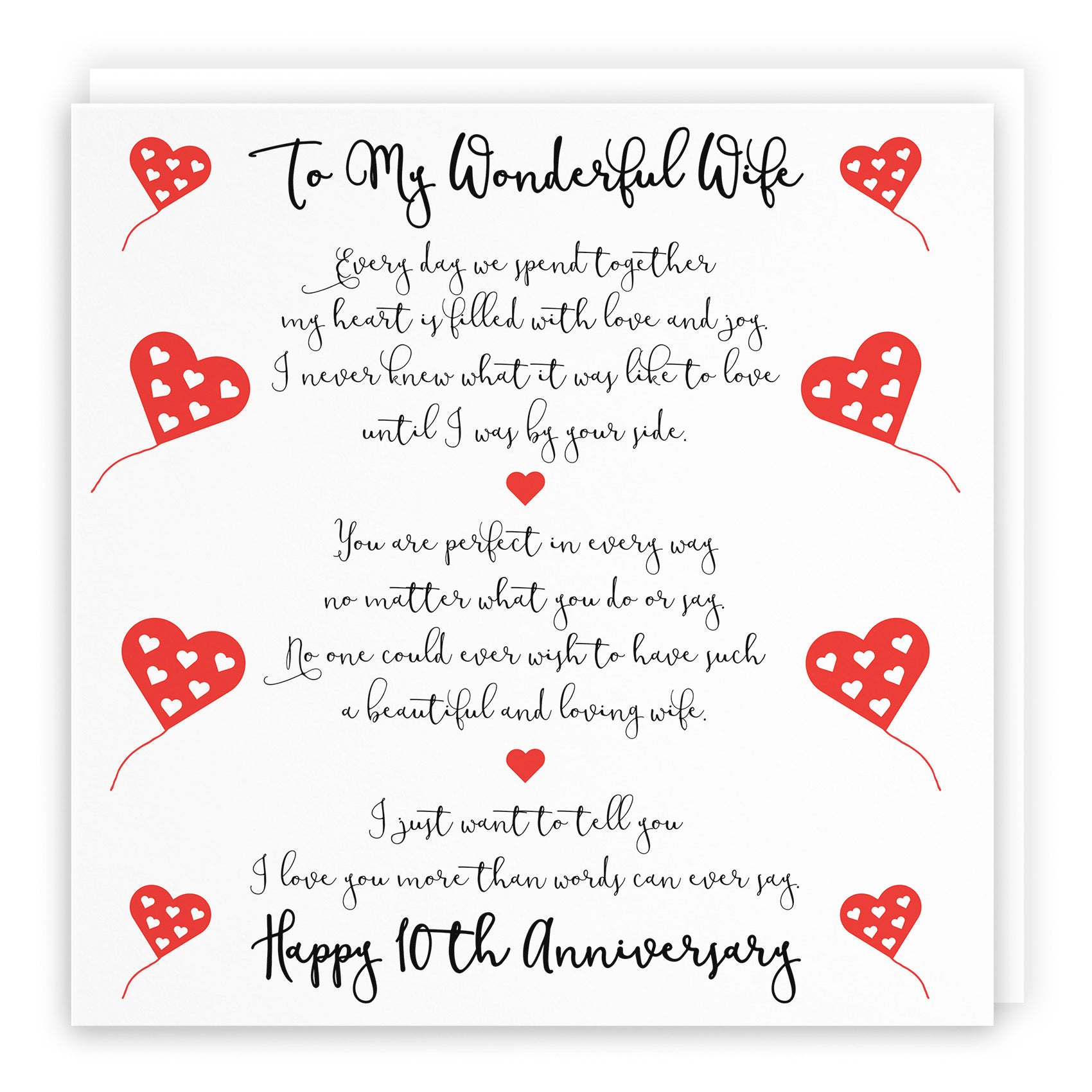 10th Wife Anniversary Card Romantic Verses - Default Title (TH02531)