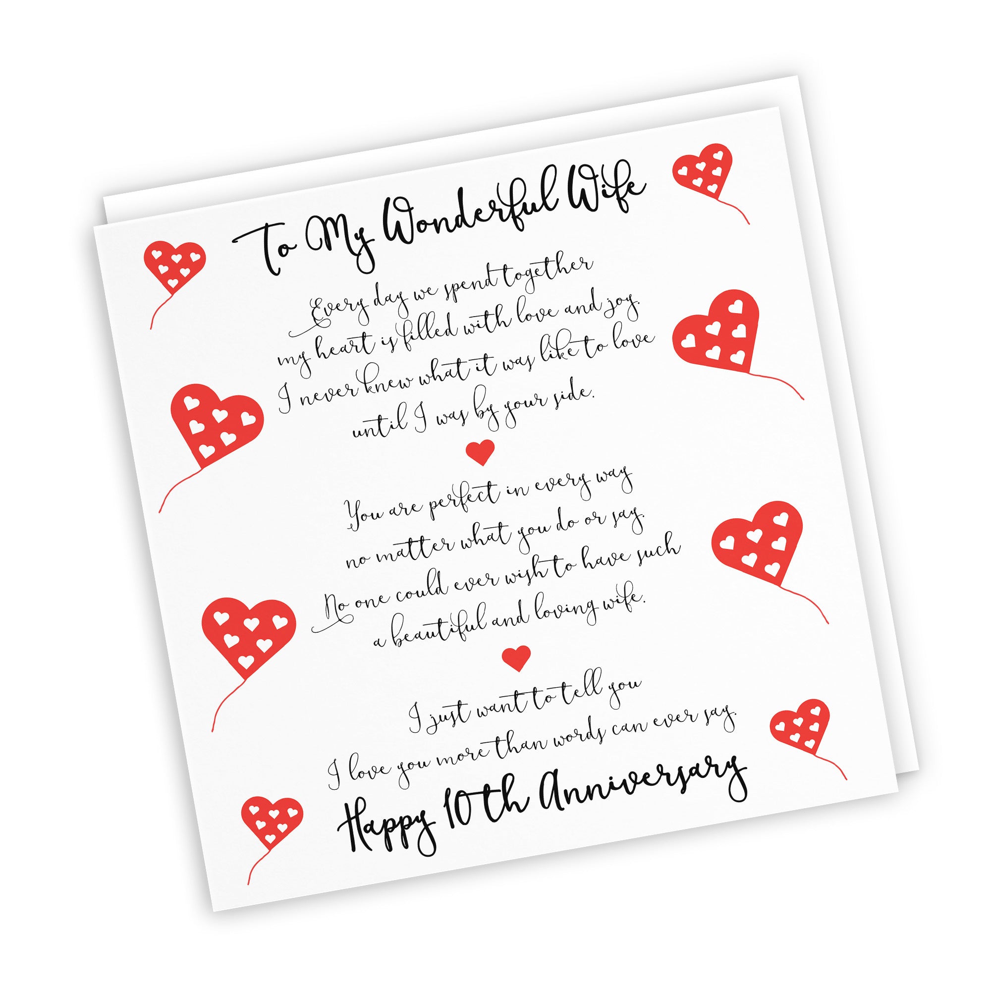 10th Wife Anniversary Card Romantic Verses - Default Title (TH02531)