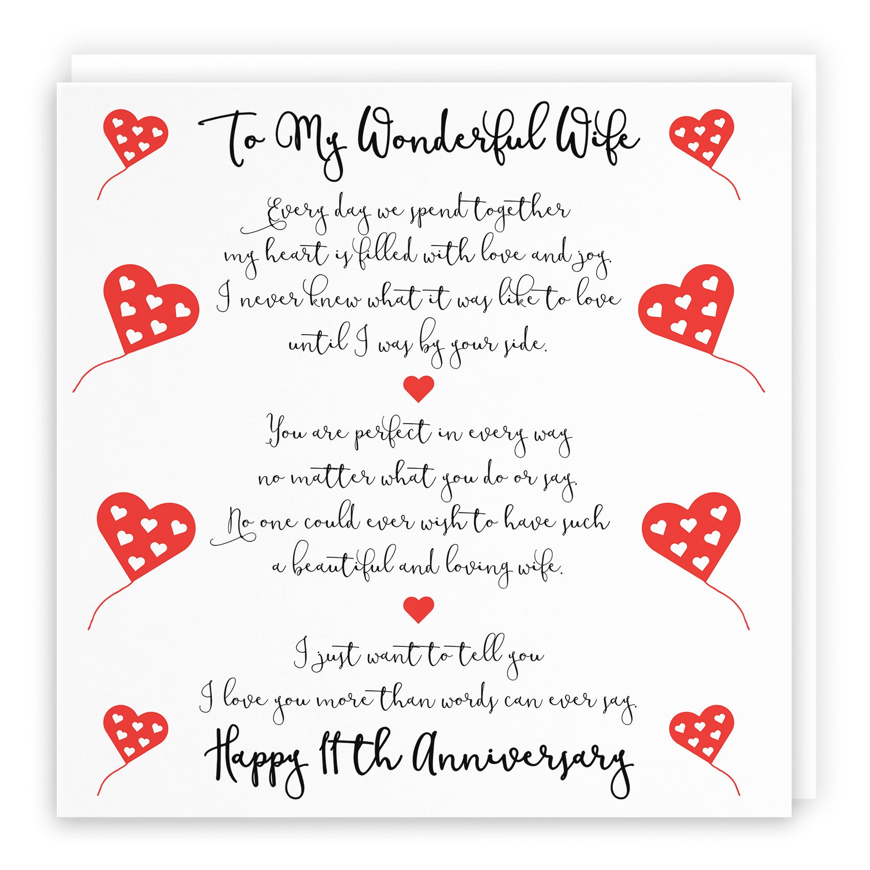 11th Wife Anniversary Card Romantic Verses - Default Title (TH02532)