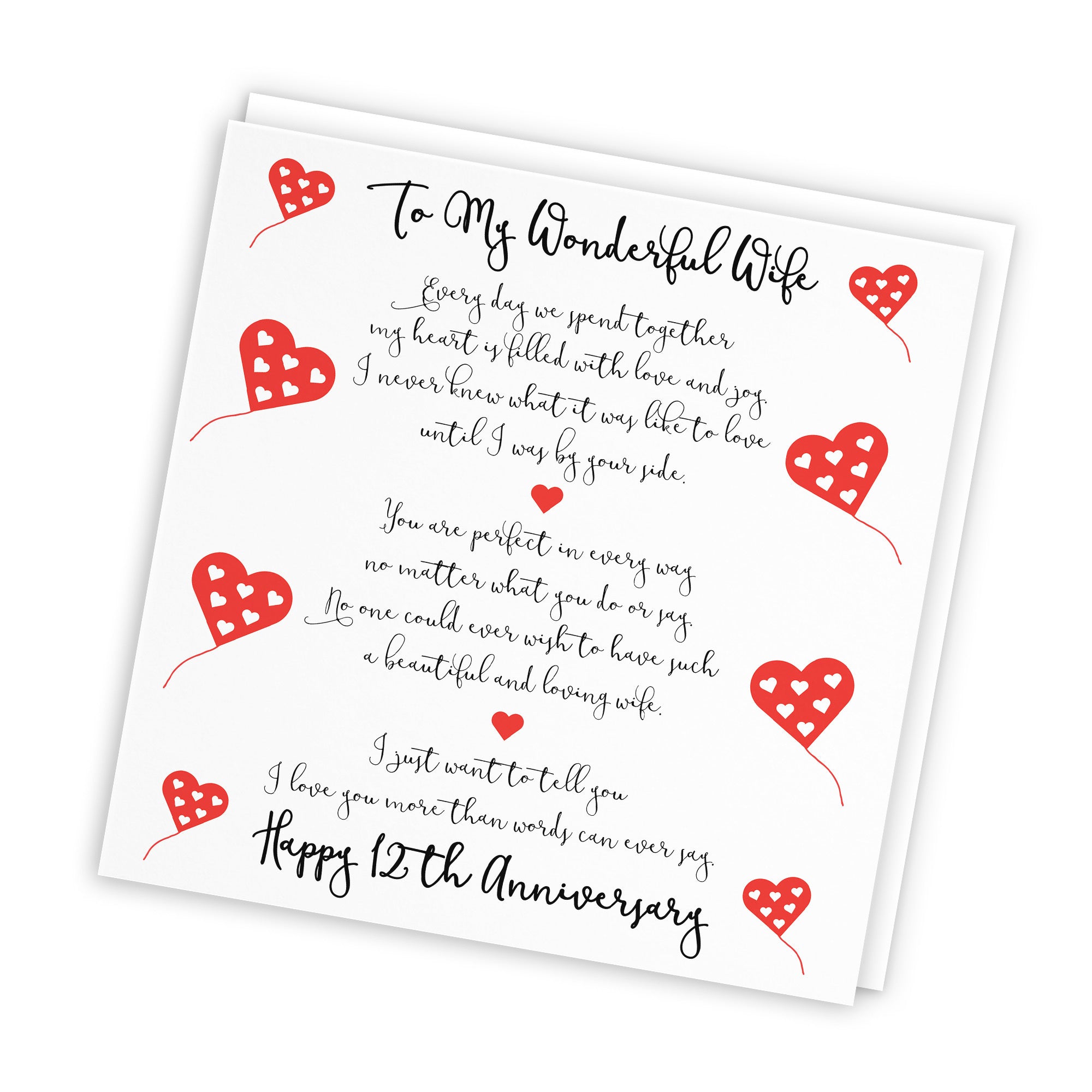 12th Wife Anniversary Card Romantic Verses - Default Title (TH02533)