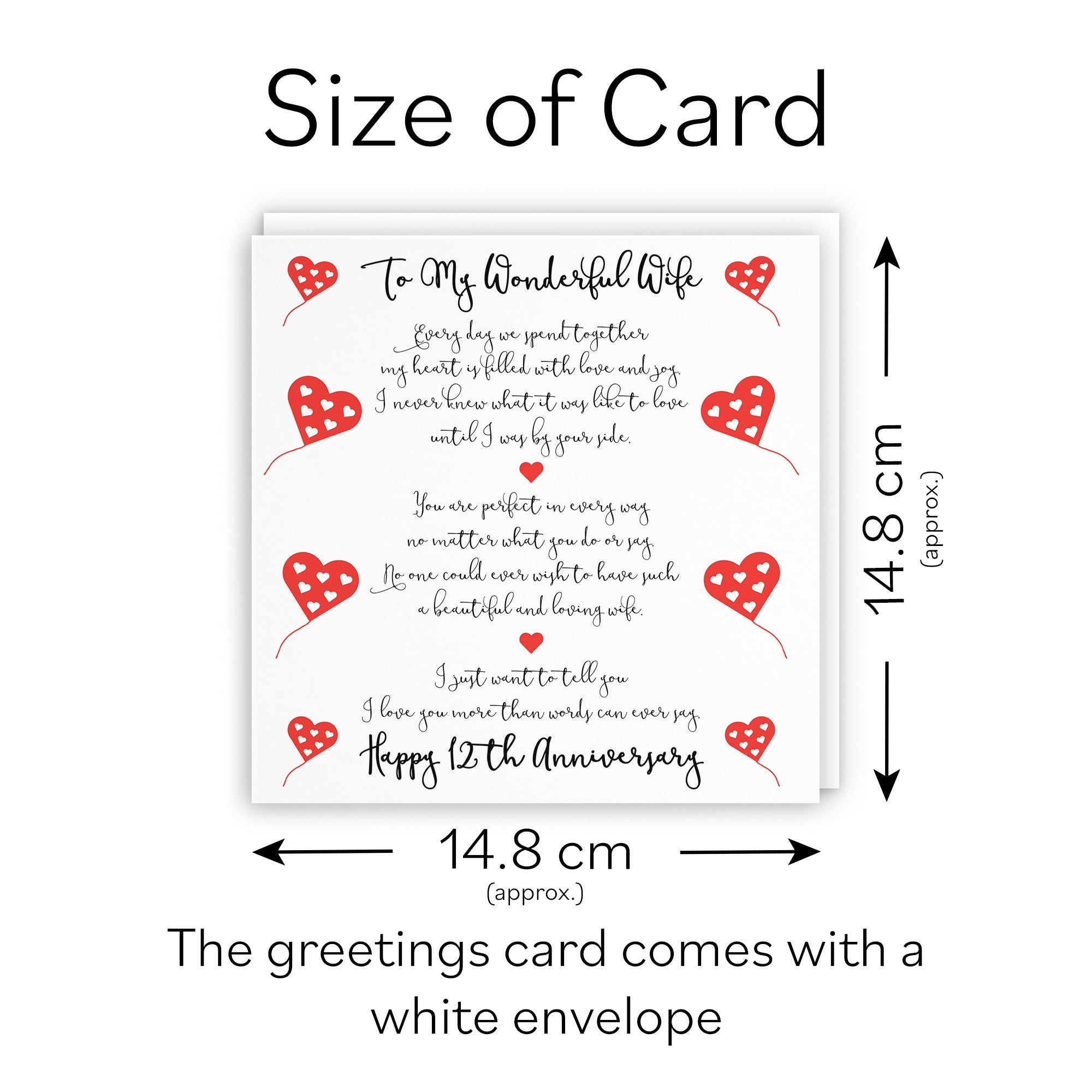 12th Wife Anniversary Card Romantic Verses - Default Title (TH02533)