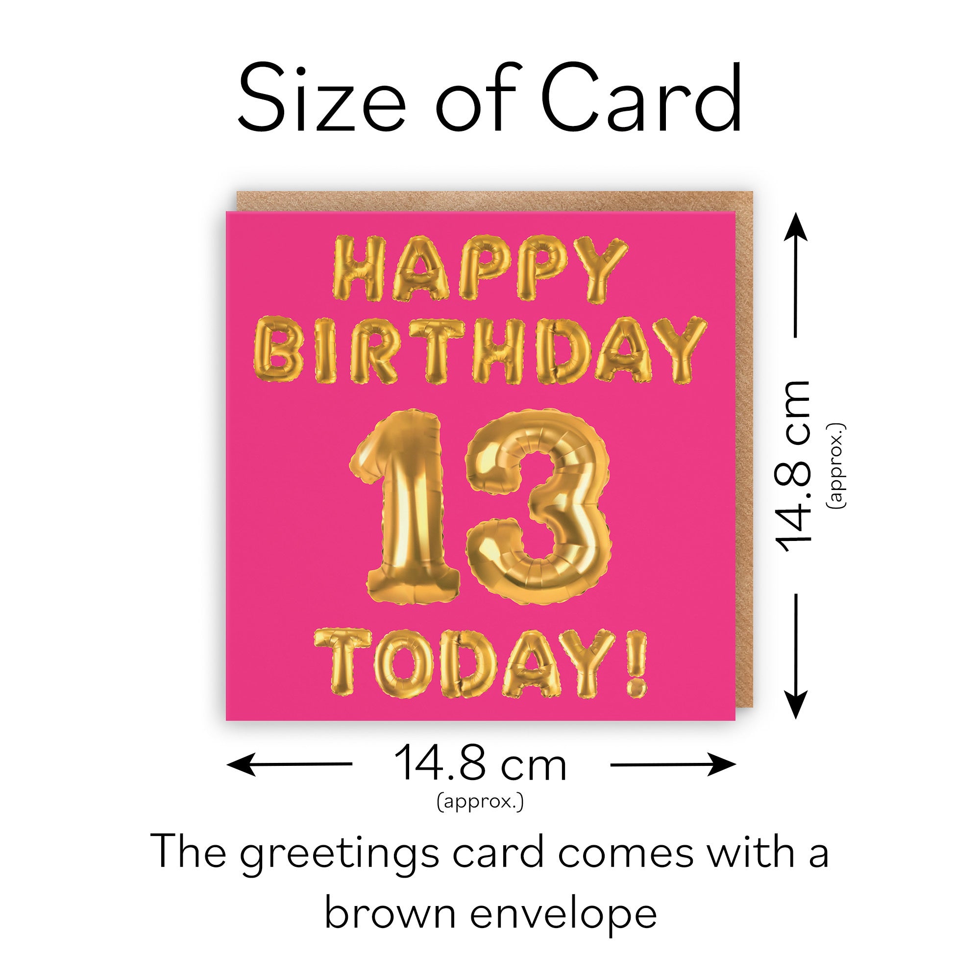 13th Birthday Card Pink Balloon - Default Title (TH02647)