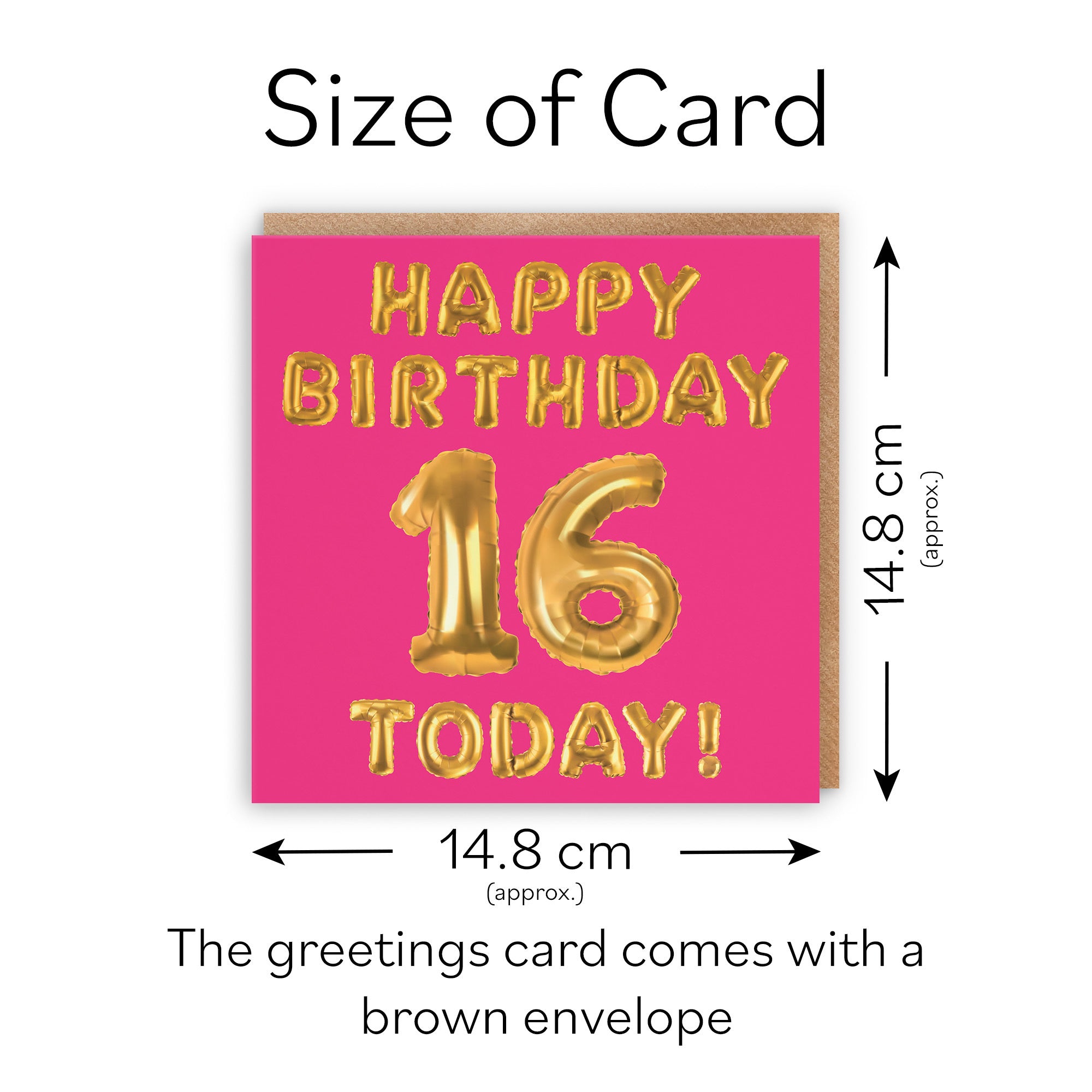 16th Birthday Card Pink Balloon - Default Title (TH02648)