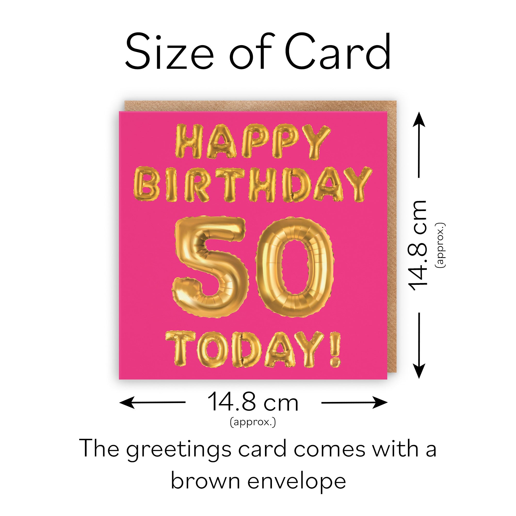 50th Birthday Card Pink Balloon - Default Title (TH02654)