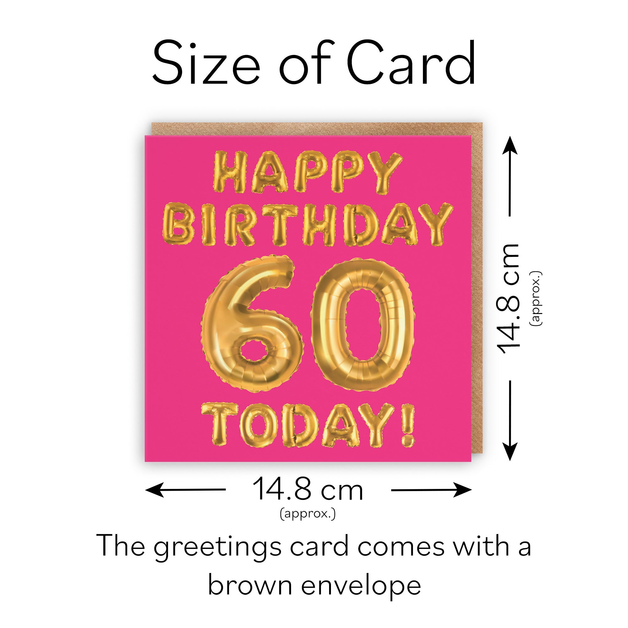60th Birthday Card Pink Balloon - Default Title (TH02655)