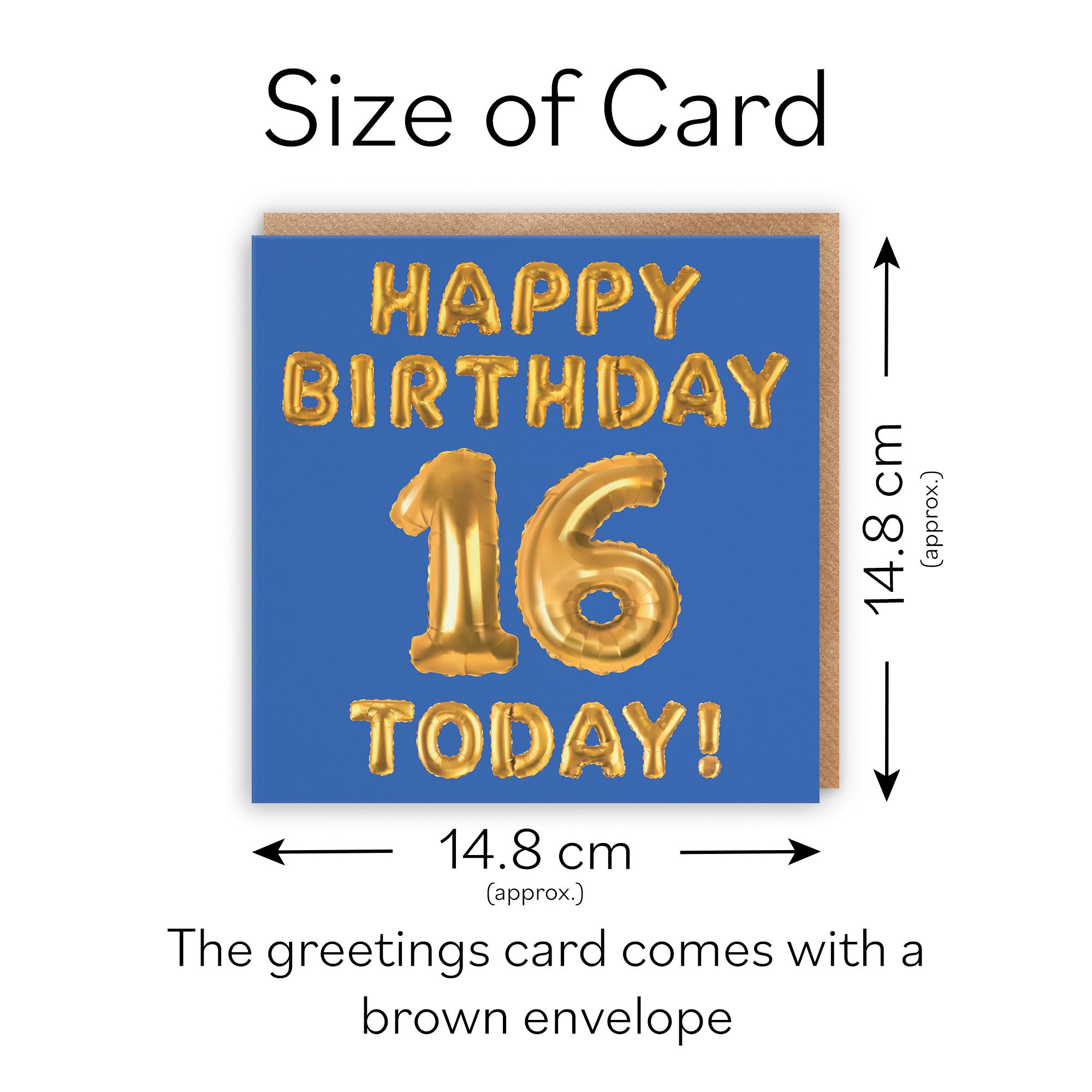 16th Birthday Card Blue Balloon - Default Title (TH02660)
