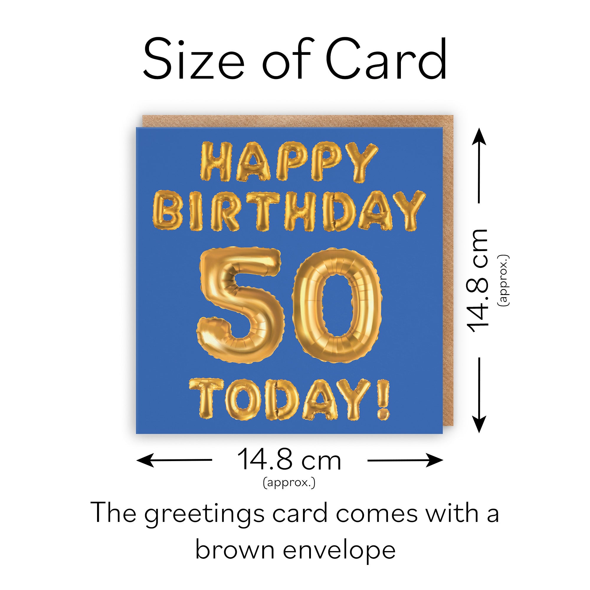 50th Birthday Card Blue Balloon - Default Title (TH02665)