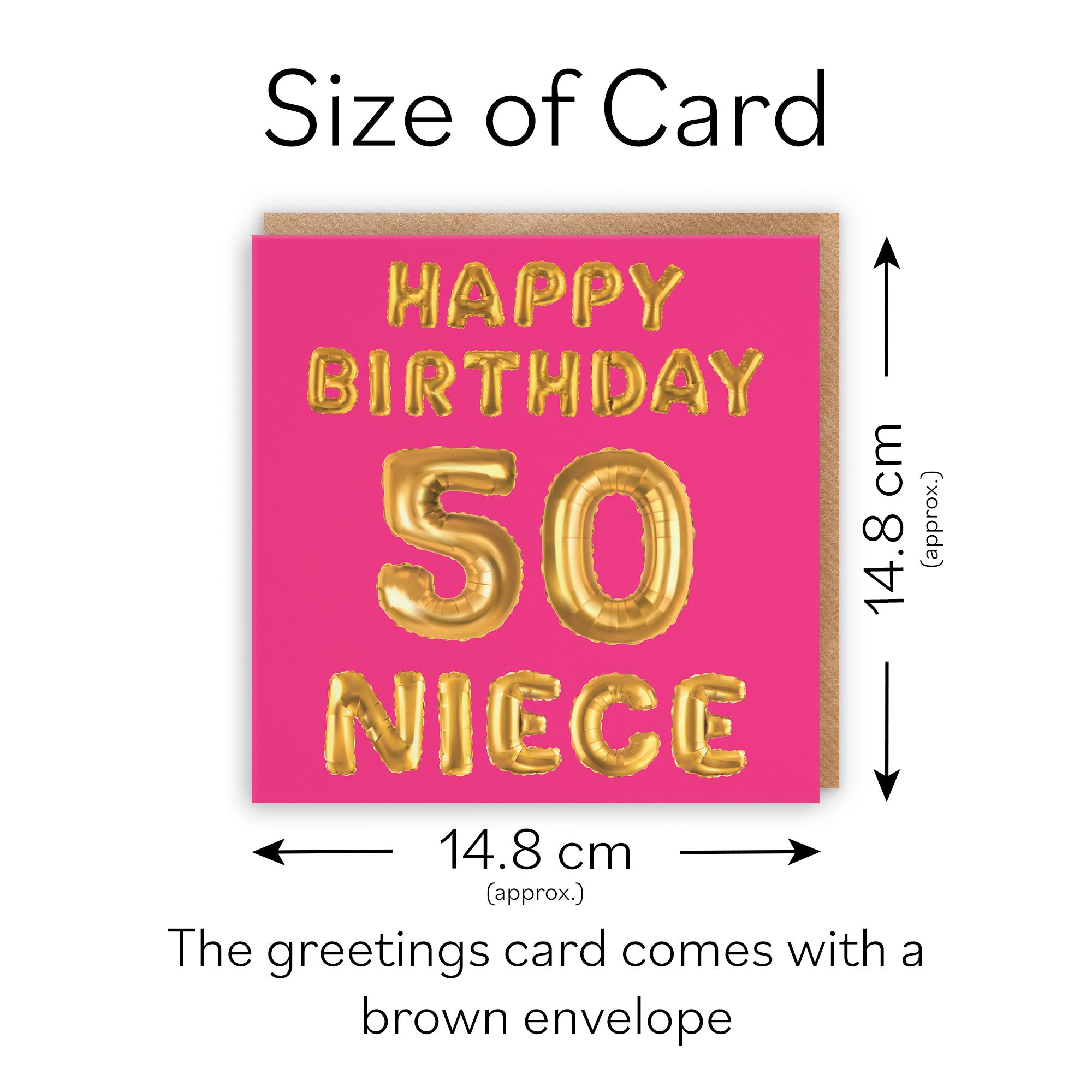 50th Niece Birthday Card Balloon - Default Title (TH02691)