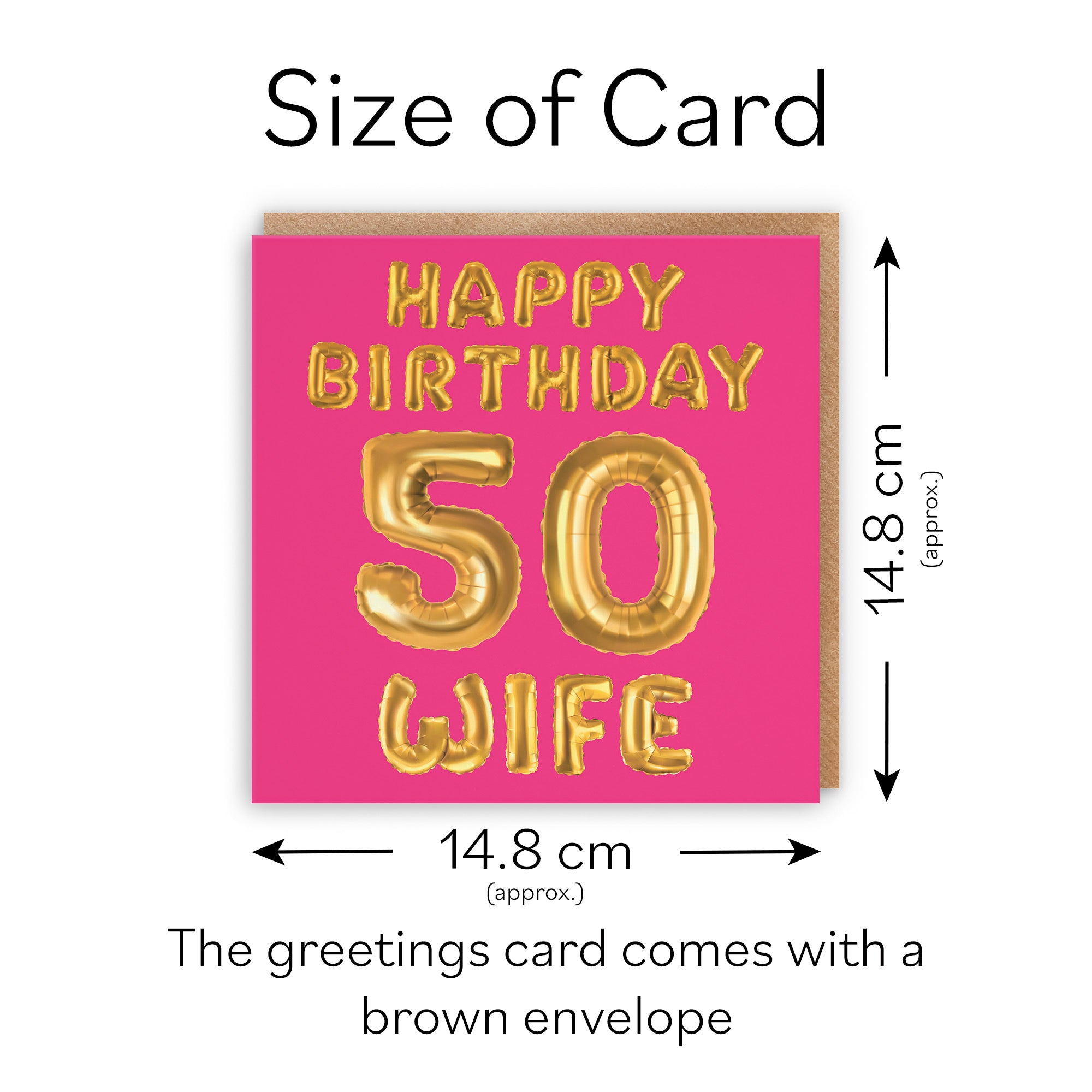 50th Wife Birthday Card Balloon - Default Title (TH02696)
