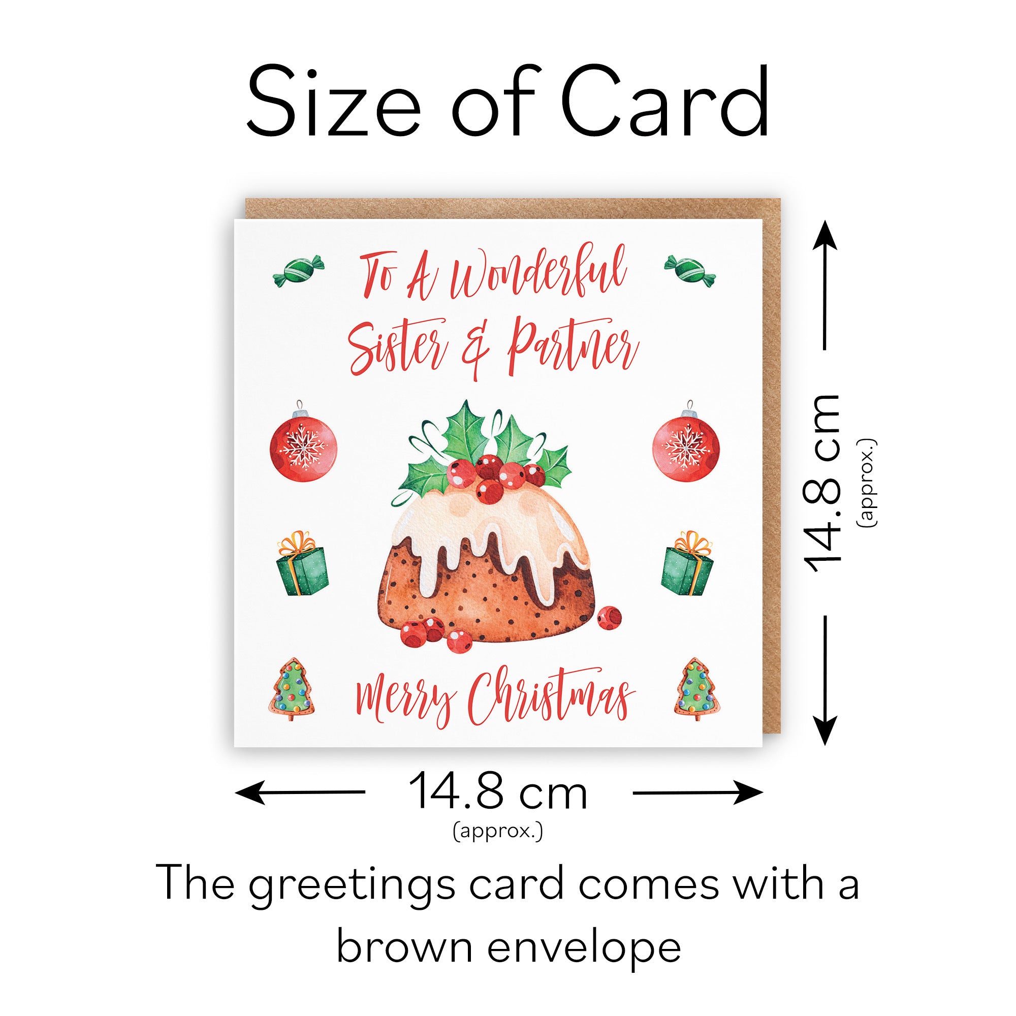 Sister And Partner Card Christmas Pudding - Default Title (TH02910)