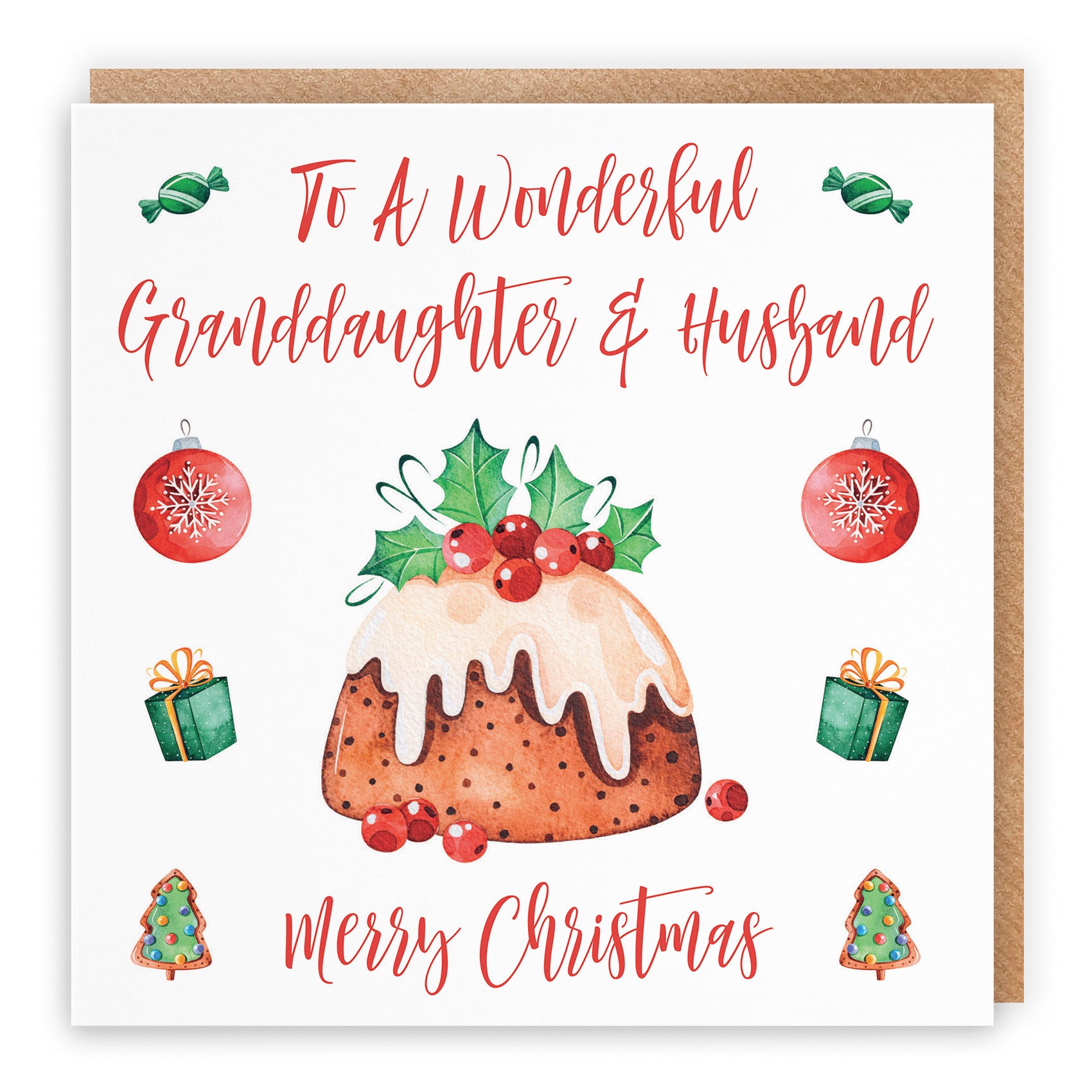 Granddaughter And Husband Card Christmas Pudding - Default Title (TH02928)