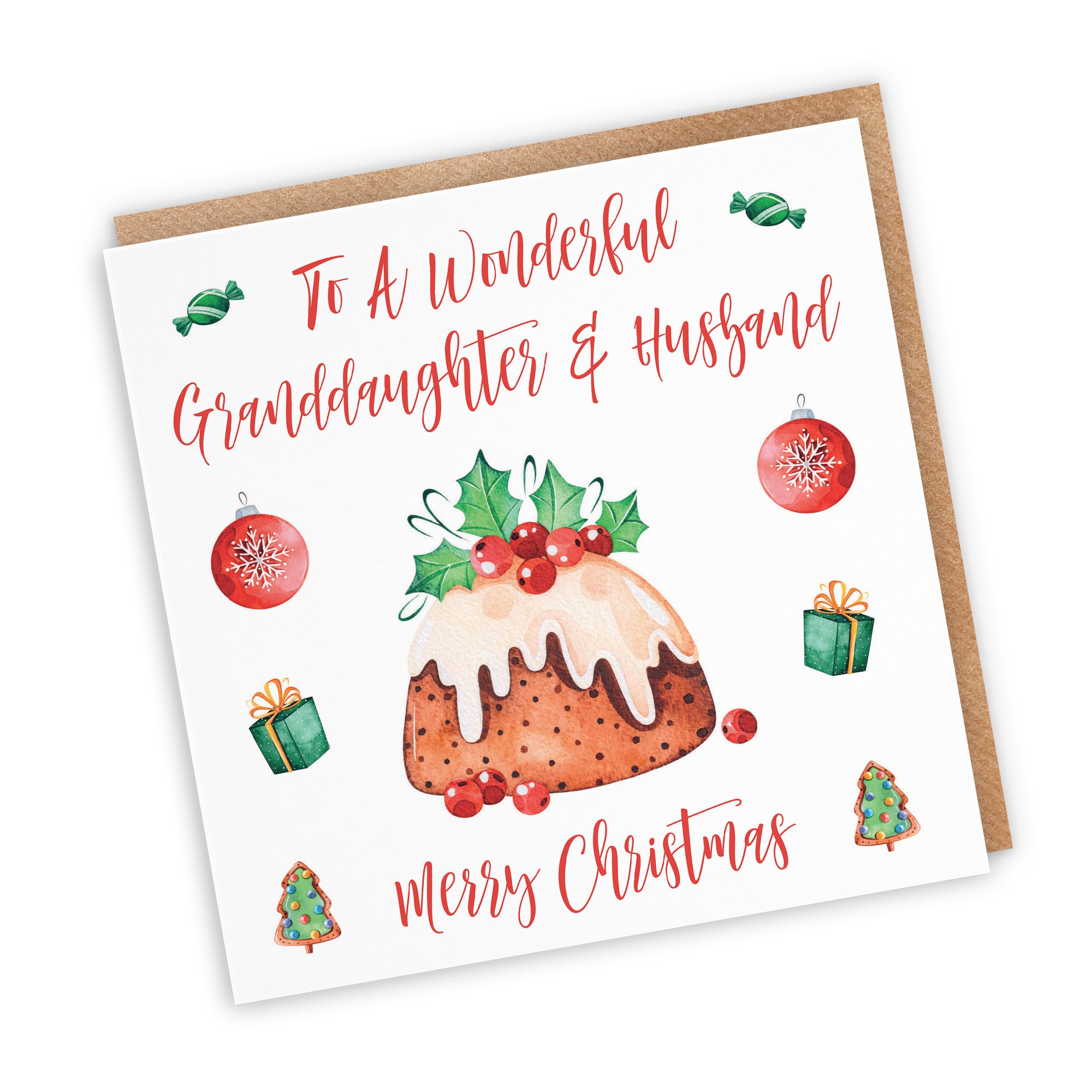 Granddaughter And Husband Card Christmas Pudding - Default Title (TH02928)