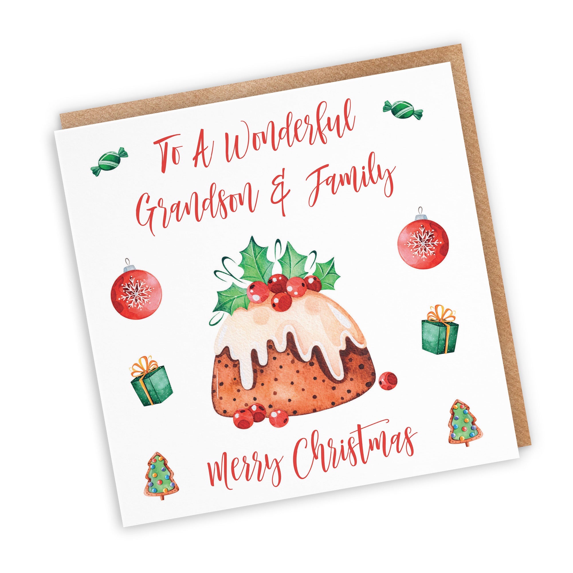 Grandson And Family Card Christmas Pudding - Default Title (TH02929)