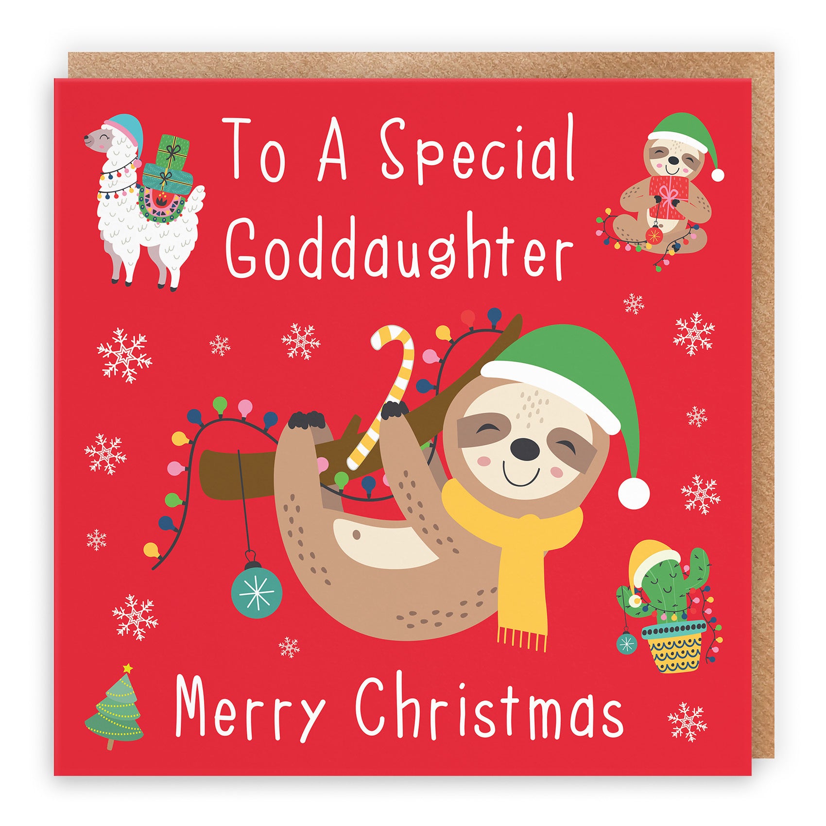 Goddaughter Christmas Card Sloth & Llama - Default Title (TH03123)