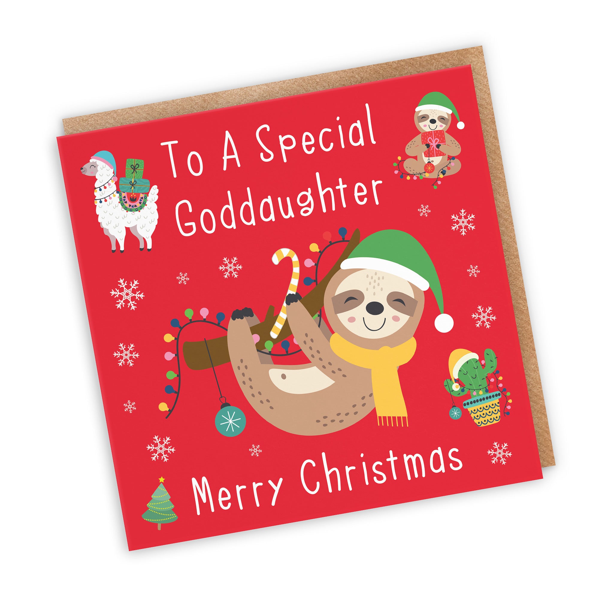 Goddaughter Christmas Card Sloth & Llama - Default Title (TH03123)