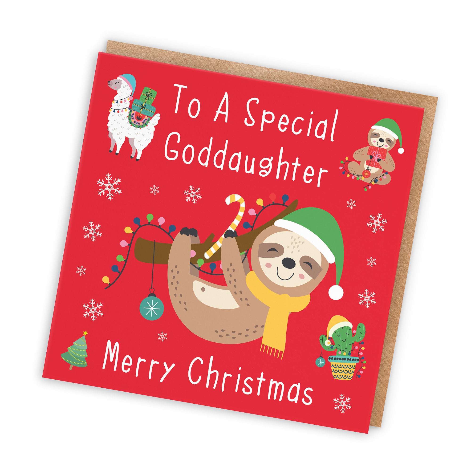 Goddaughter Christmas Card Sloth & Llama - Default Title (TH03123)