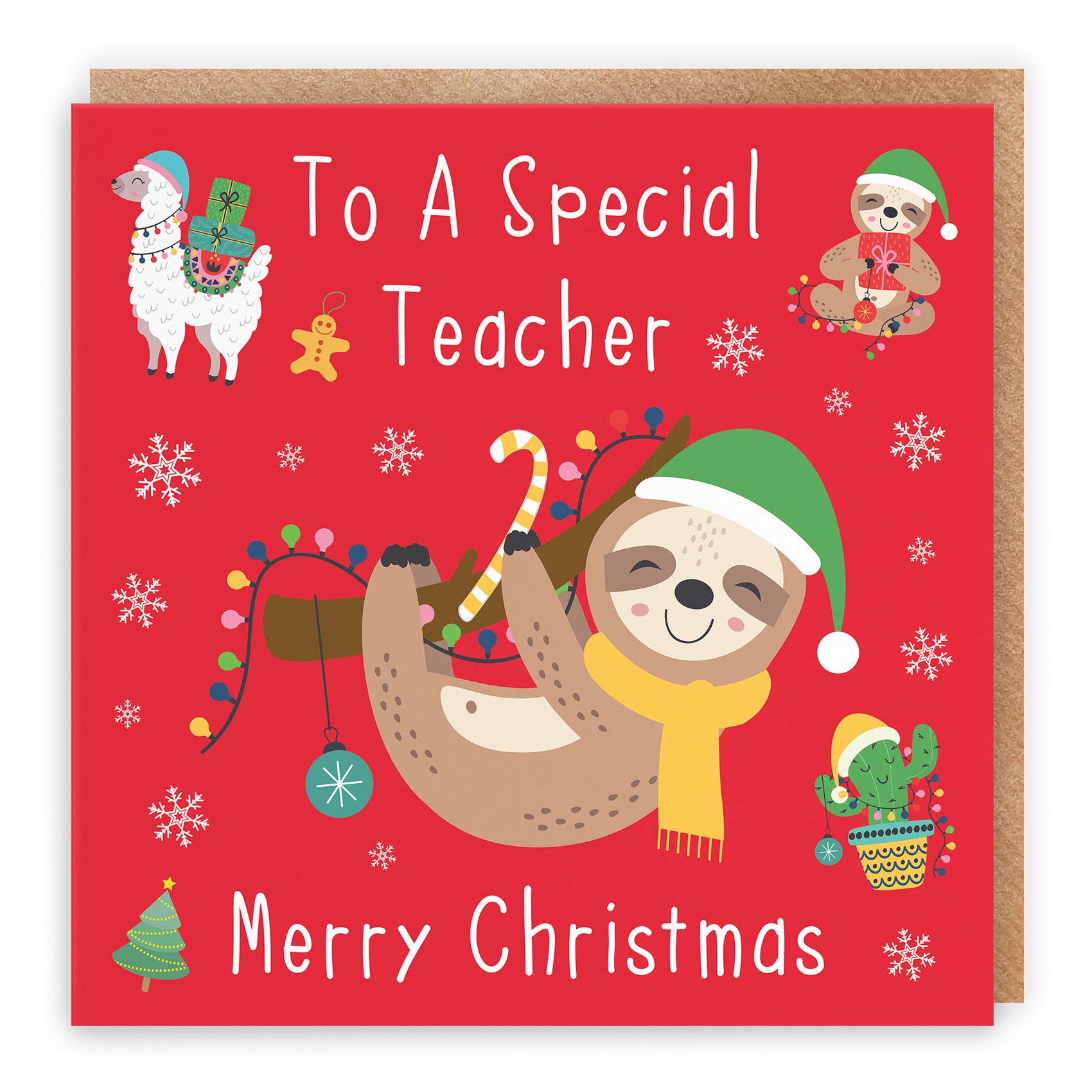 Teacher Christmas Card Sloth & Llama - Default Title (TH03125)