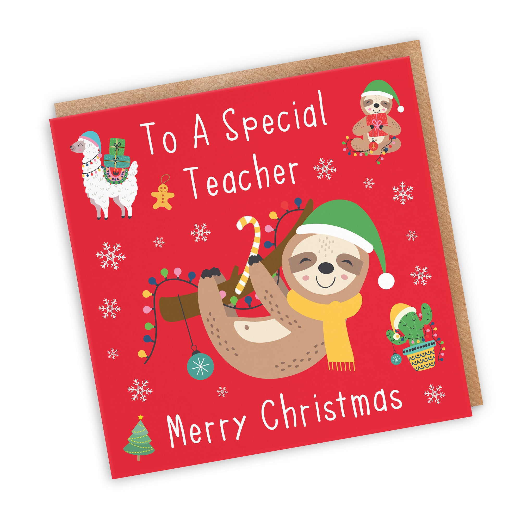 Teacher Christmas Card Sloth & Llama - Default Title (TH03125)