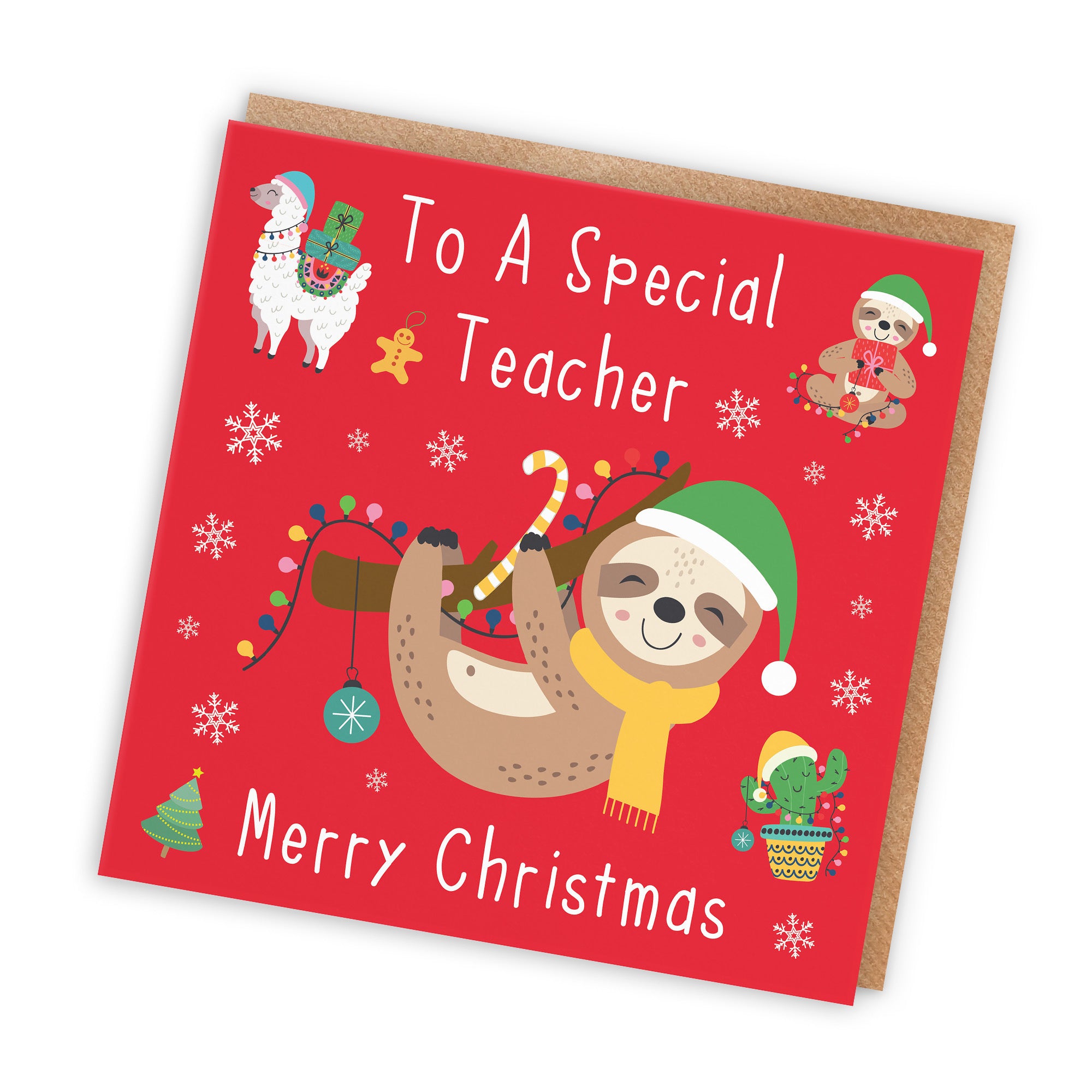 Teacher Christmas Card Sloth & Llama - Default Title (TH03125)