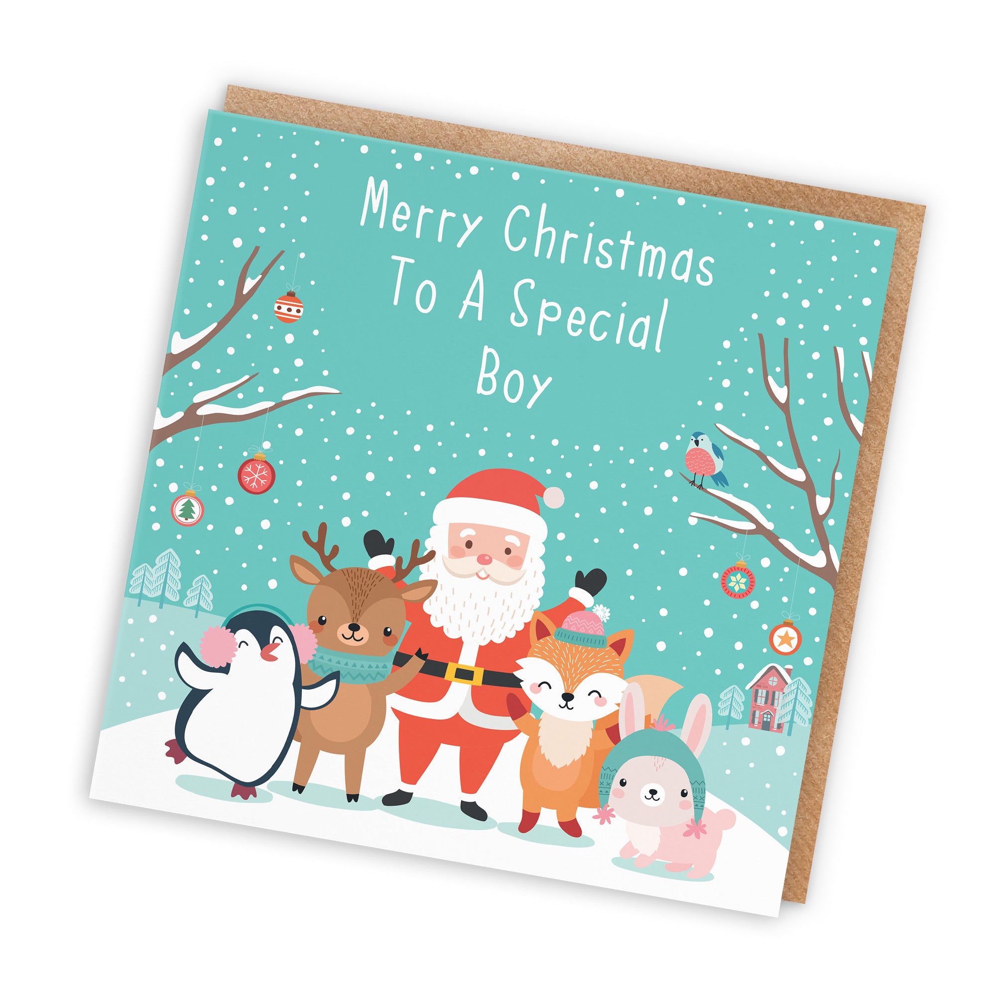 Boy Christmas Card Santa & Friends - Default Title (TH03148)